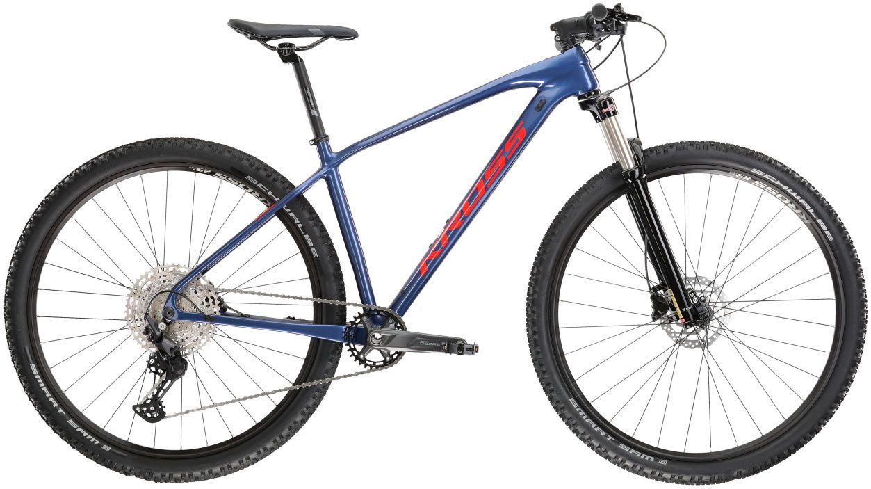 Kross Mountainbike KROSS MTB Hardtail Level 7.0 29" blau 11 Gänge, 11 Gang Shimano DEORE M5100 Schaltwerk, Kettenschaltung, mit Carbon-Rahmen und -Gabel