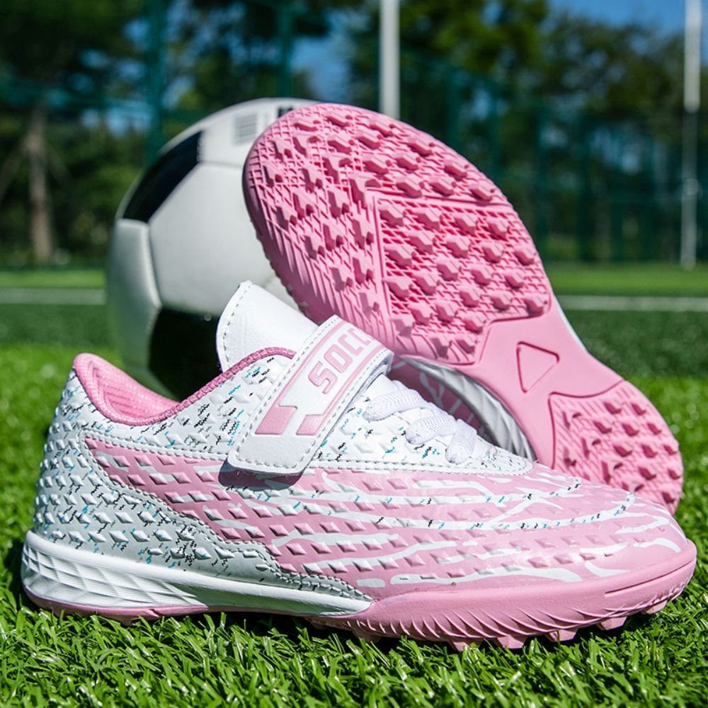 HUSKSWARE Kinder weiss Klettverschluss) Fußballschuh (Turnschuhe für Outdoor-Schuhe mit rosa