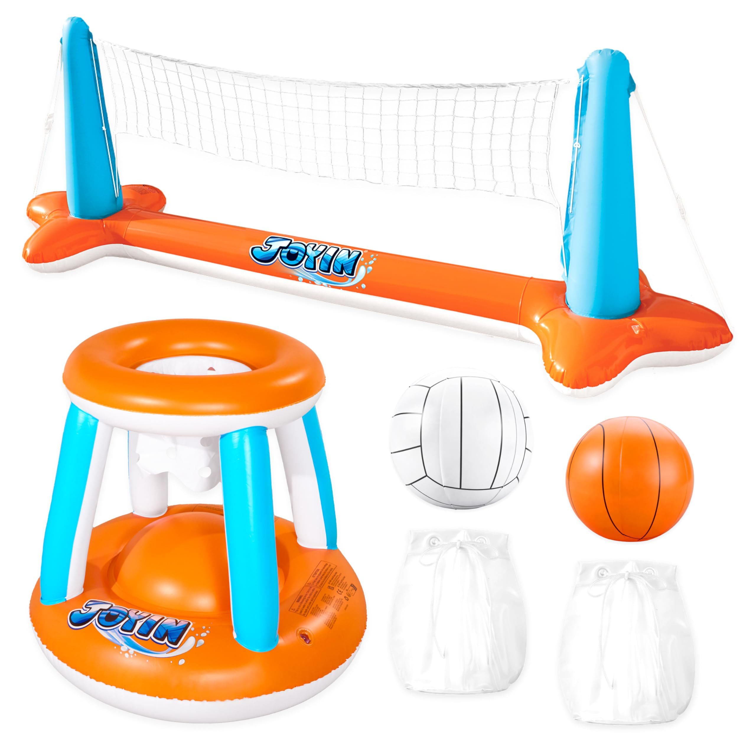 sloosh Aufblasbares Bällebad SLOOSH Aufblasbare Pool Float Set, Volleyballnetz & Basketballkörbe