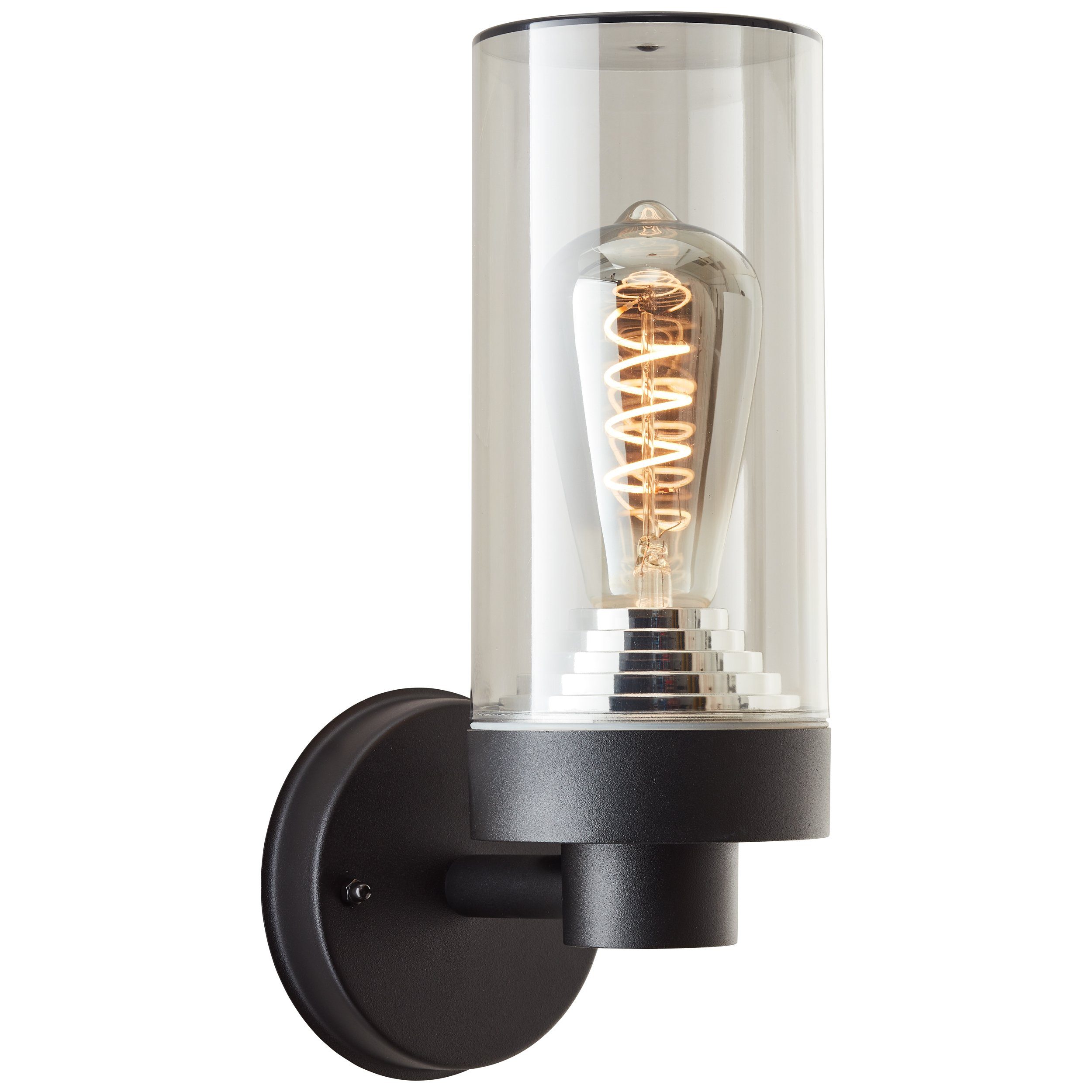 Lightbox Außen-Wandleuchte, ohne Leuchtmittel, Außenwandlampe stehend, 30 x 16 x 12 cm, E27, IP44, schwarz