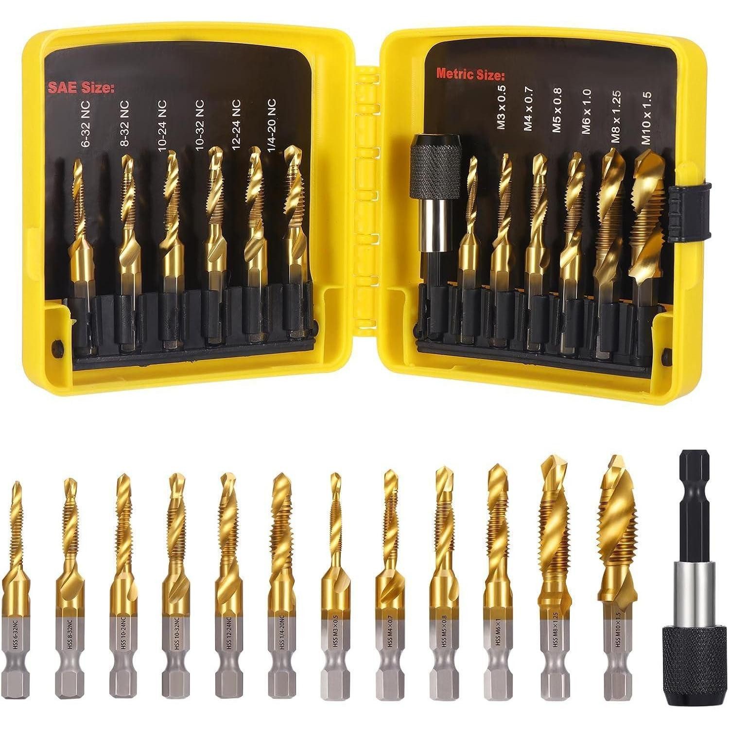 LuxusKollektion Gewindebohrer Gewindebohrer Set HSS 13tlg M3-M10 / 6-32NC-1/4-20NC