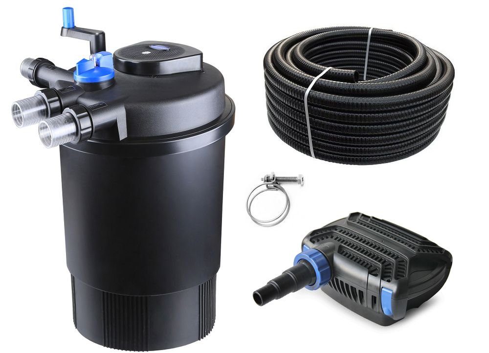 Aquaone Teichfilter AquaOne Teich Filteranlage Set Nr.45 CPF 30000  Druckfilter 70W Eco Teichpumpe Teichgröße bis 60000l Teichschlauch Bachlauf  UV Lampe