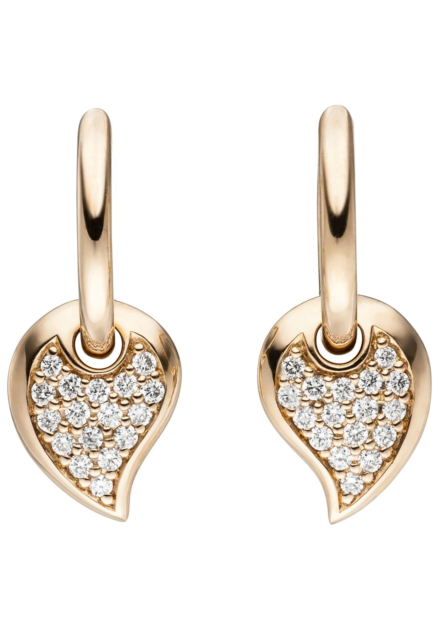 JOBO Paar Creolen, 585 Roségold mit 34 ...