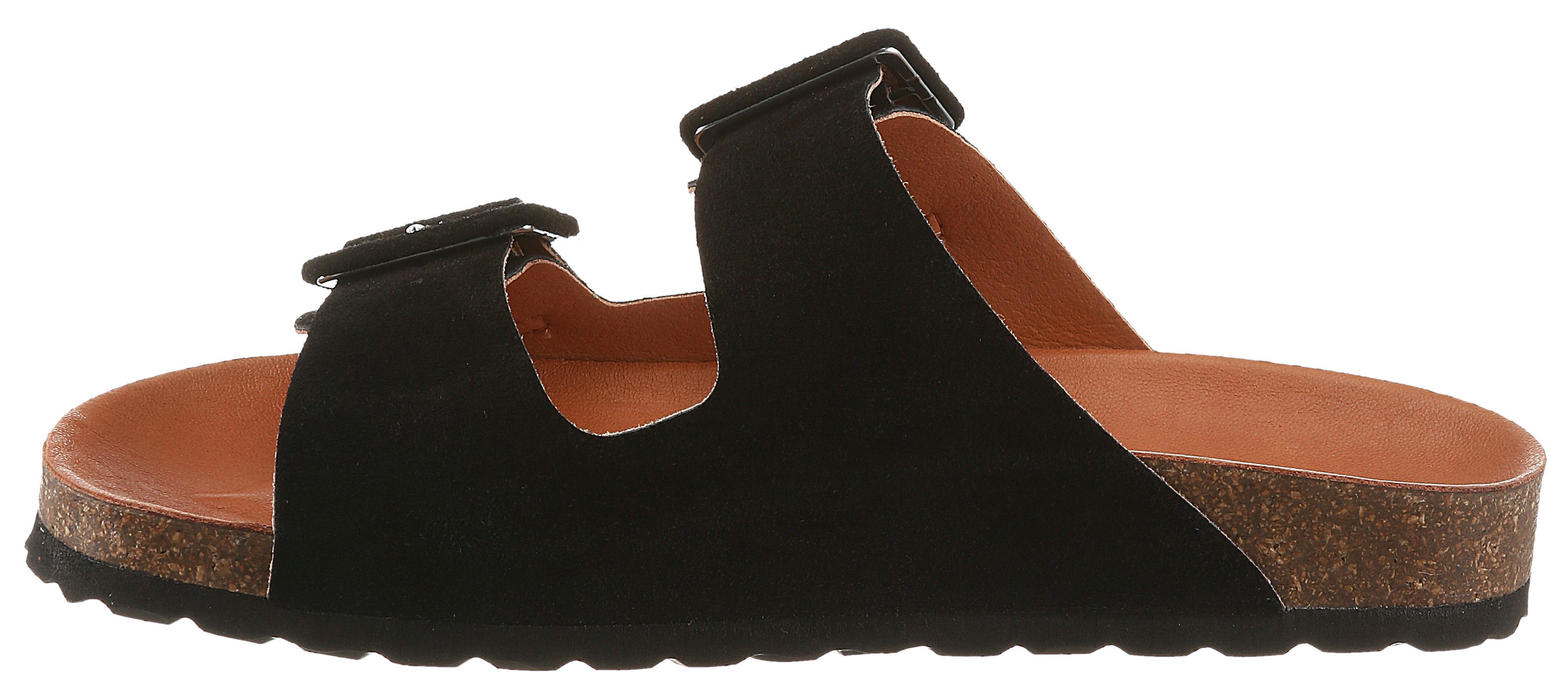 VERBENAS Randell Velour Pantolette Sommerschuh, Flat, Hausschuh mit Softfußbett