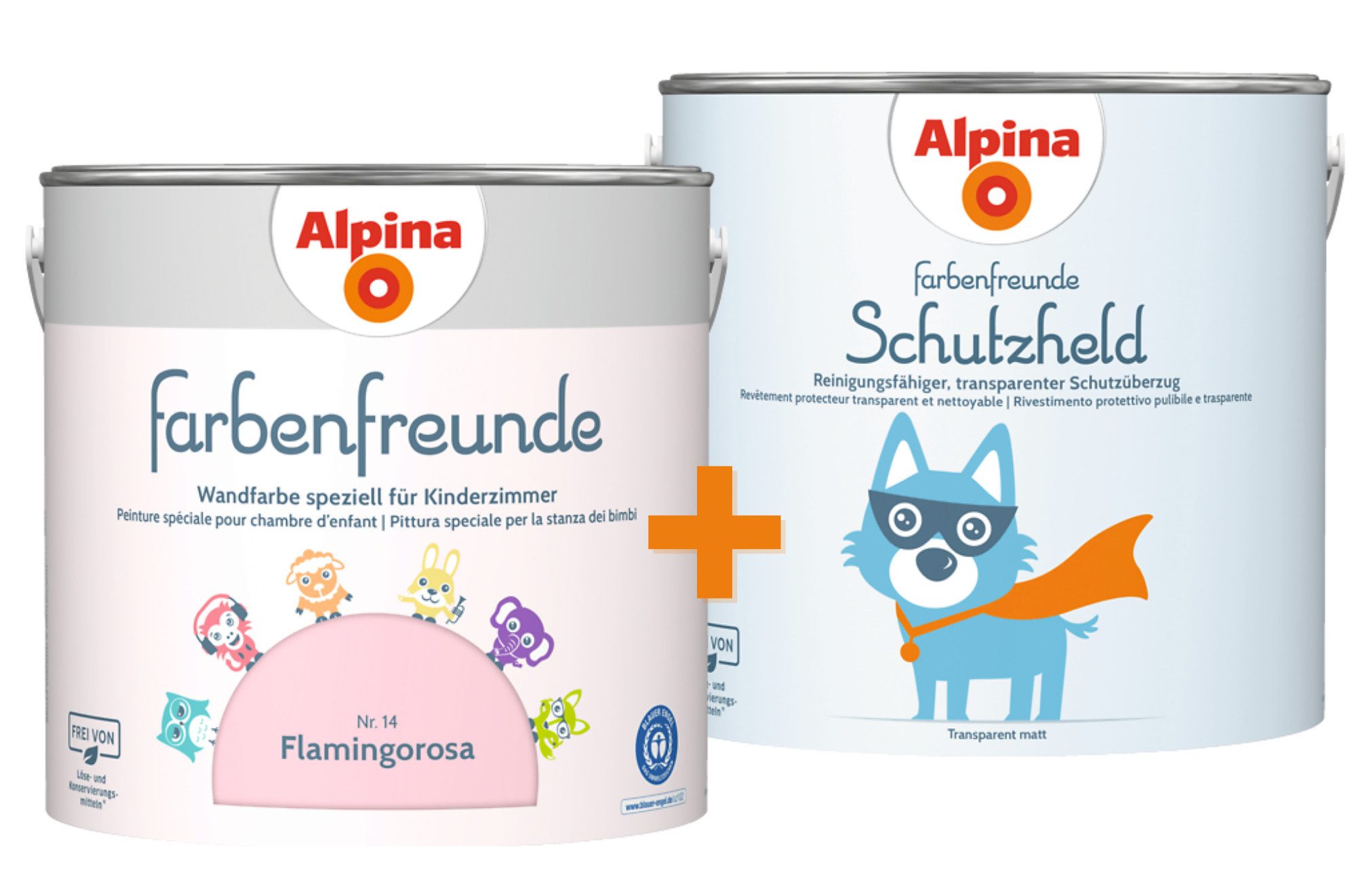 Alpina Wandfarbe - SET - Farbenfreunde + Schutzheld 2,5 Liter matt