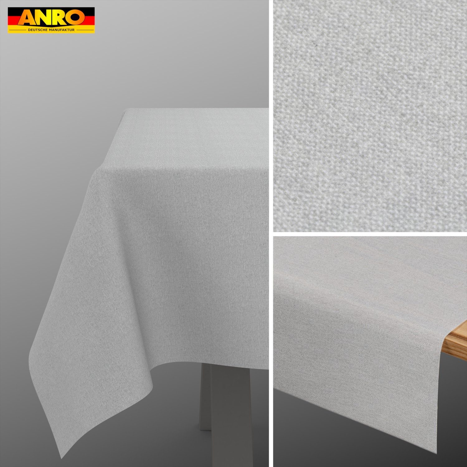ANRO Tischdecke DanceDirty abwaschbar Leinenoptik wetterfest Falschuni Modern (Einzelstück 1-tlg, eine Tischdecke), Stofftischdecke schmutzabweisend 100x140cm Uni Hellgrau