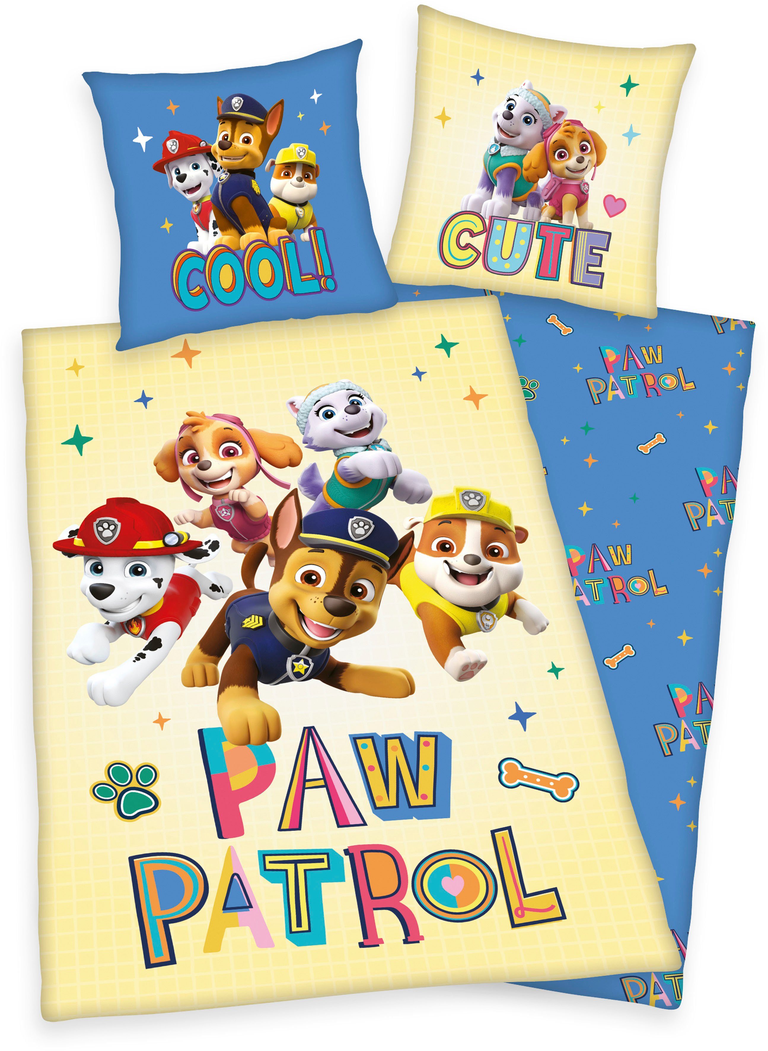 Kinderbettwäsche Paw-Patrol, PAW PATROL, Linon, mit tollem Paw Patroll Motiv