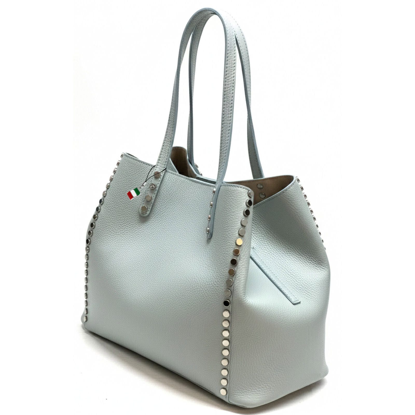FLORENCE Schultertasche Florence Damen Schultertasche Leder Tote (Schultertasche), Damen Schultertasche, Tote Bag Leder, hellblau ca. 40cm x 30cm hoch