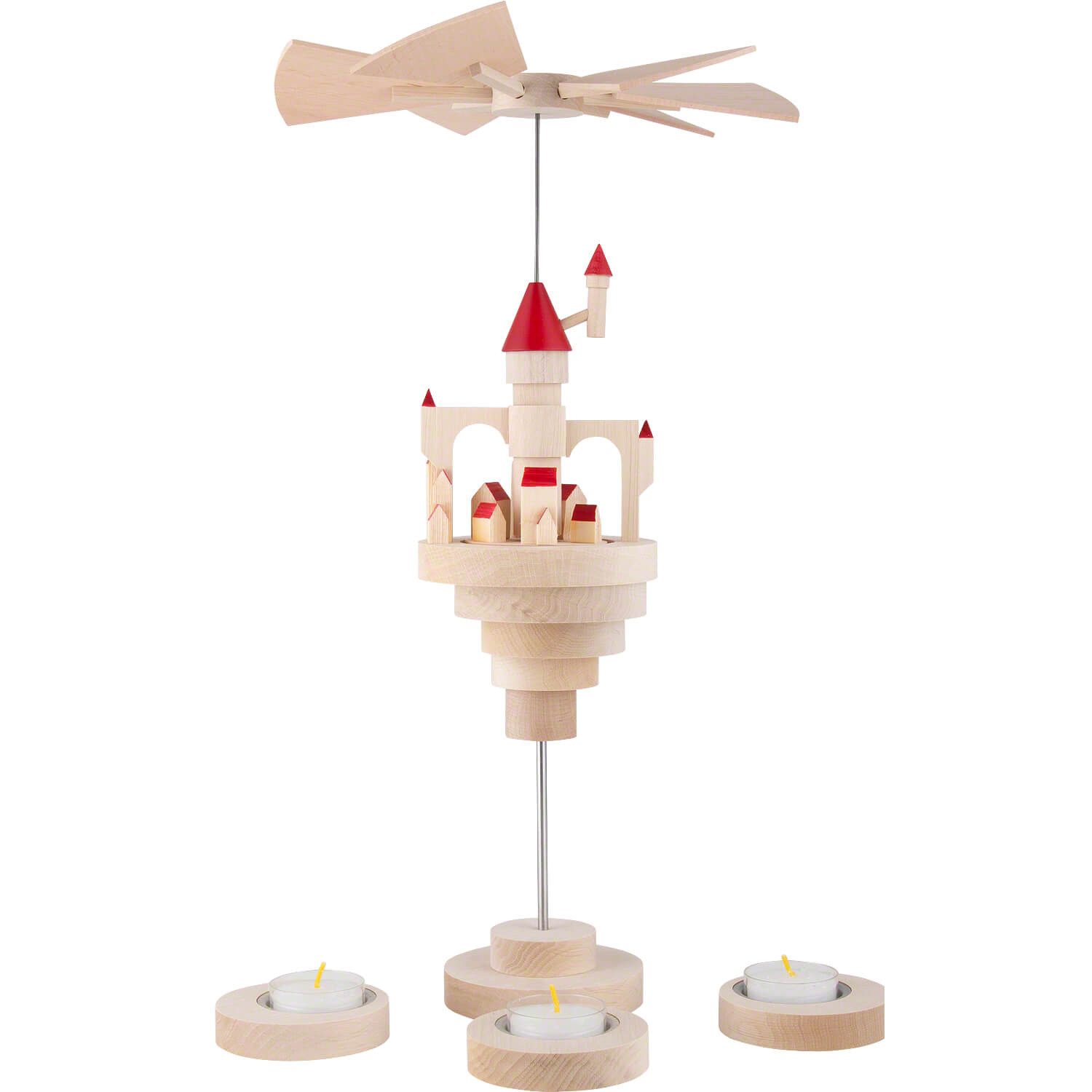 Emil A. Schalling KG Weihnachtspyramide 1-stöckige Pyramide Luftschloss Mona mit roten Dächern (40cm) von Holz