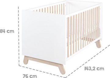 roba® Babyzimmer-Komplettset Clara, Weiß, (Set, 3-St., Kinderbett, Kleiderschrank, Wickelkommode), mit Kinderbett, Kleiderschrank & Wickelkommode; Made in Europe