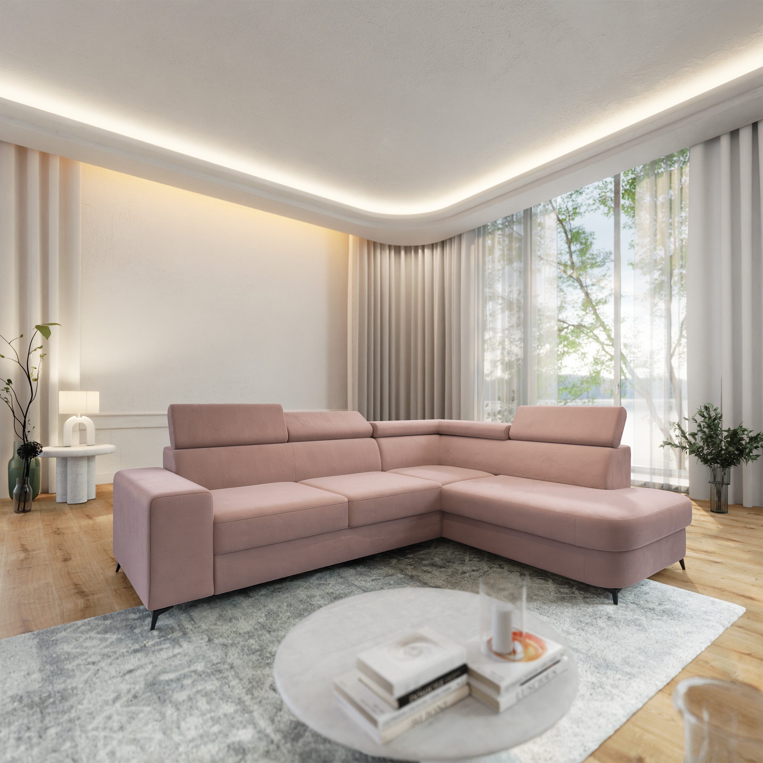 Masseno Ecksofa ALVORO mit Schlaffunktion L-Form, Sofa mit Bettkasten