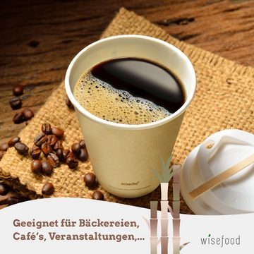 wisefood Einwegbecher Zuckerrohr Kaffeebecher 300ml - Ø 90mm Trinkbecher, Bagasse