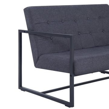 furnicato 2-Sitzer 2-Sitzer-Sofa mit Armlehnen Dunkelgrau Stahl und Stoff
