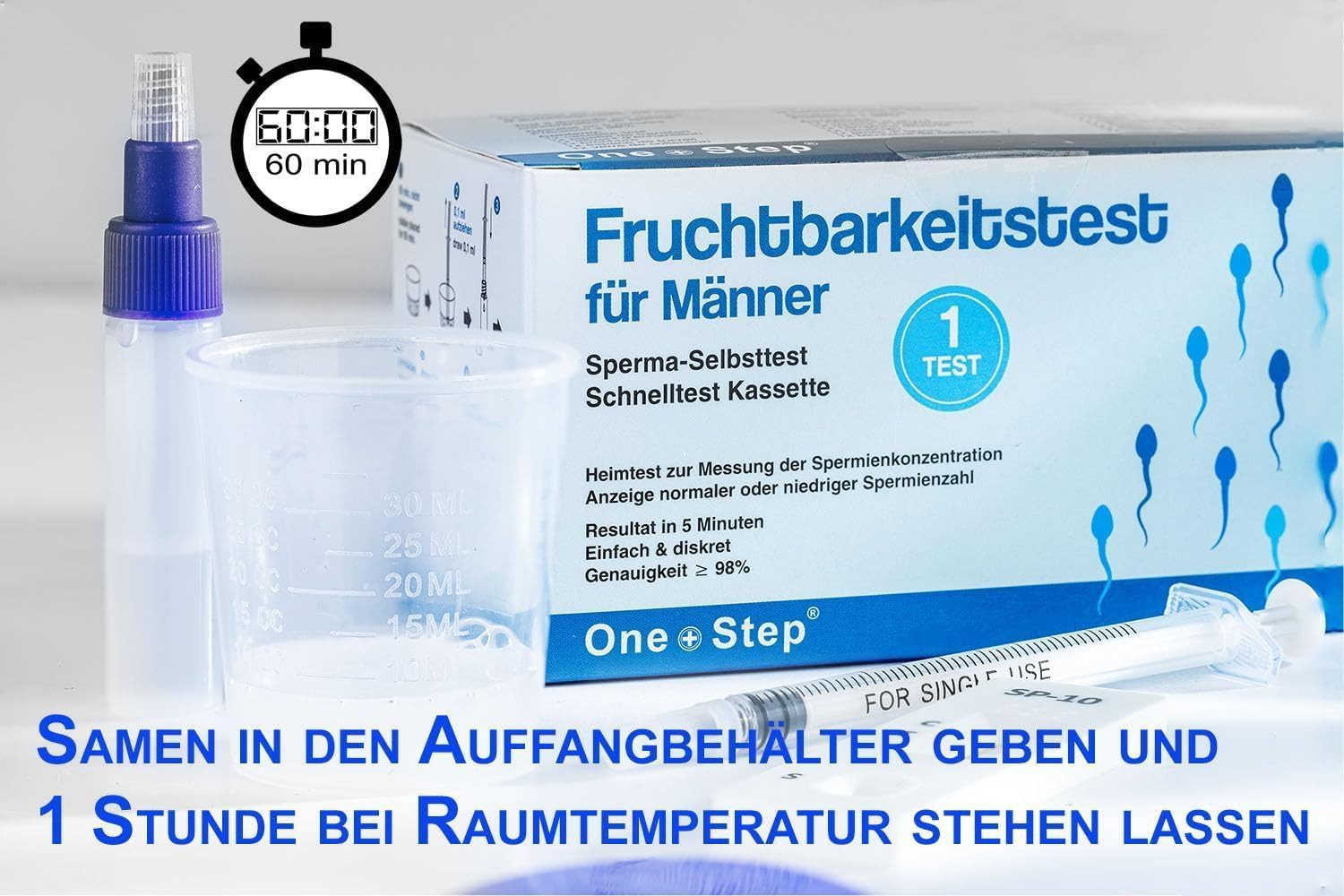 One+Step Fruchtbarkeitstracker Fruchtbarkeitstest Sperma Test für Männer - Spermientest für zu Hause, 1-tlg.