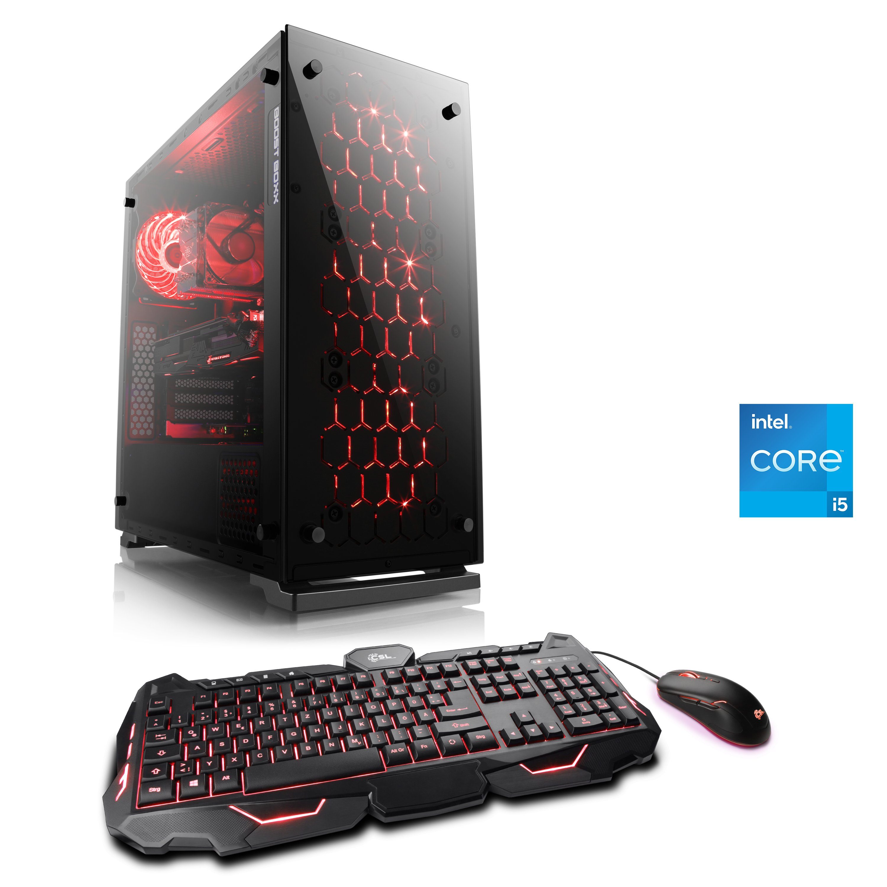 CSL Speed V25137 Gaming-PC (Intel Core i5 12400F, NVIDIA GeForce RTX 3050, 16 GB RAM, 1000 GB SSD, Luftkühlung)