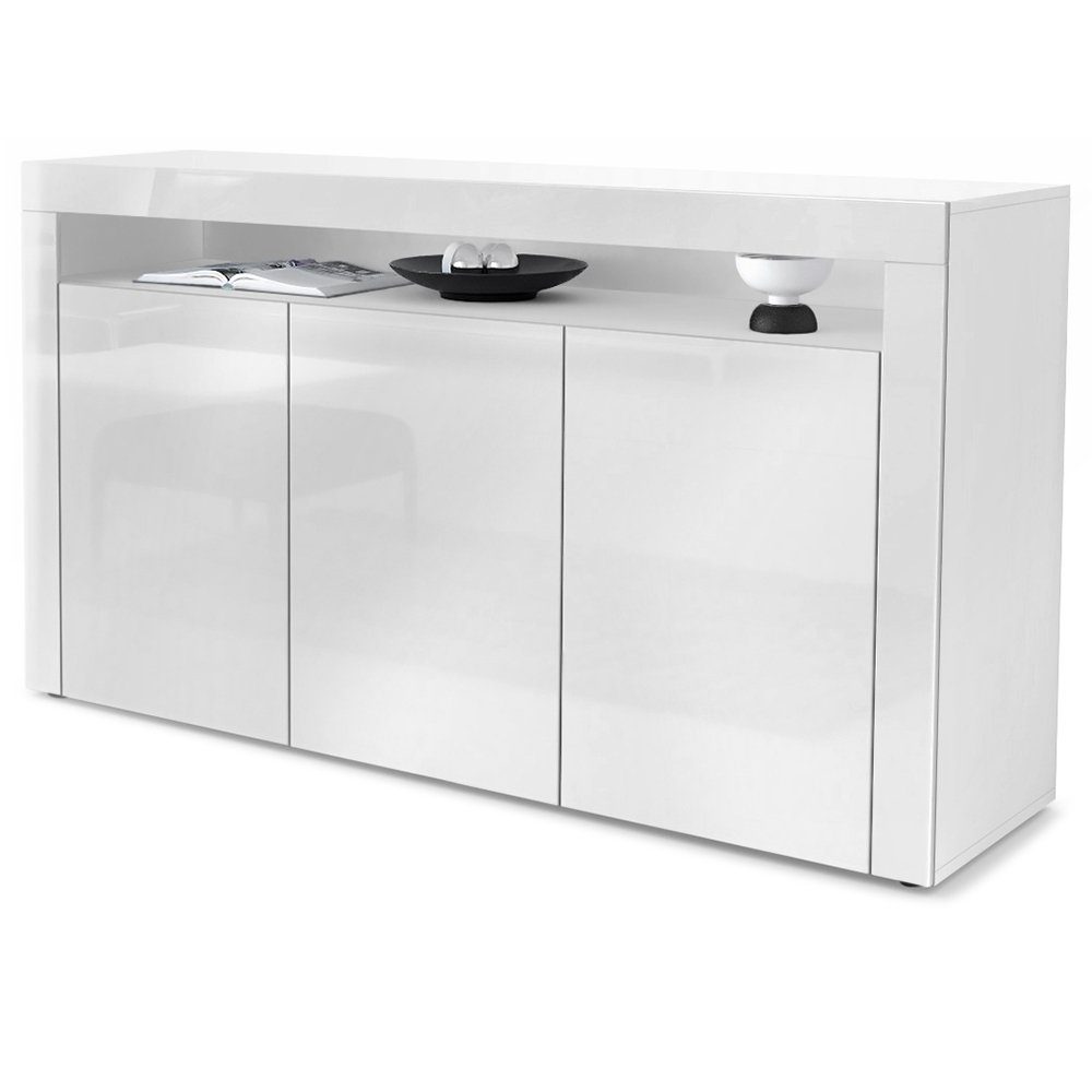 Vladon Sideboard Valencia (Sideboard, mit 3 Türen und 1 offenem Fach), Weiß günstig online kaufen