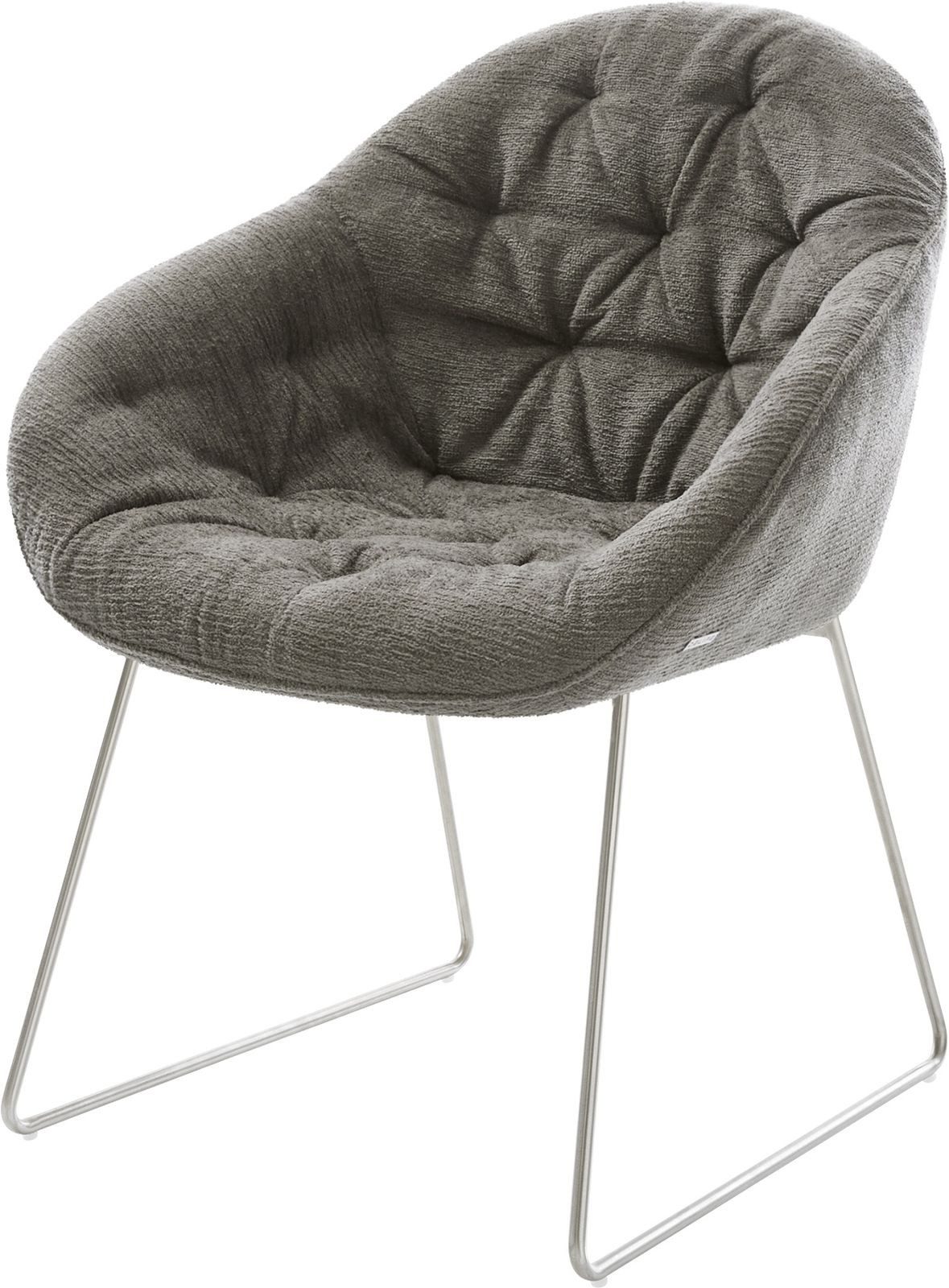 DELIFE Polsterstuhl Gaio-Flex, Kufengestell Edelstahl Bouclé günstig online kaufen
