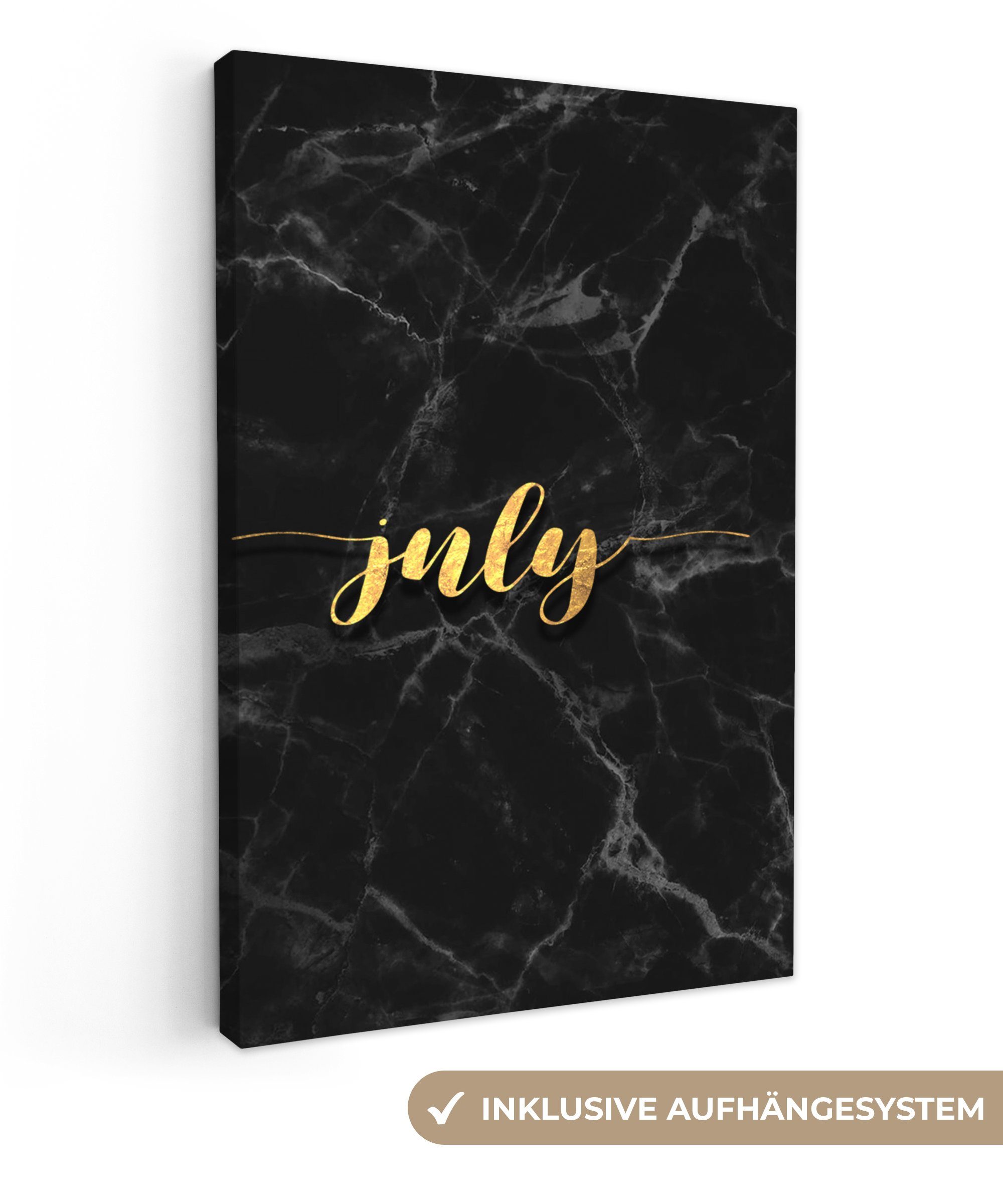 OneMillionCanvasses® Leinwandbild Kalender - Juli - Gold - Marmor, (1 St), Leinwandbild fertig bespannt inkl. Zackenaufhänger, Gemälde, 20x30 cm
