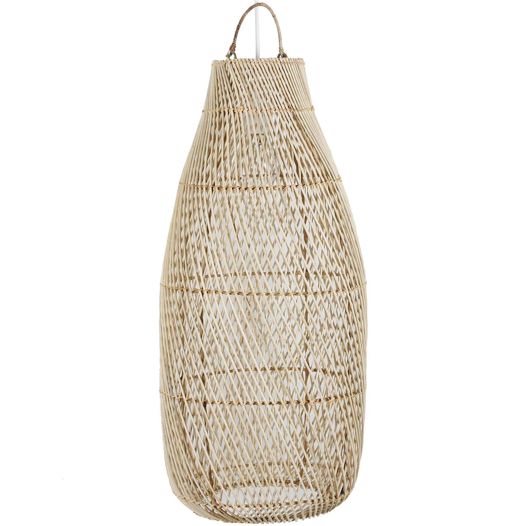 Casa Moro Deckenleuchte XL Pendelleuchte Rattan Natur – Hängelampe Ø 30 x H 72 cm, ohne Leuchtmittel, E27, Wohnzimmer, Schlafzimmer