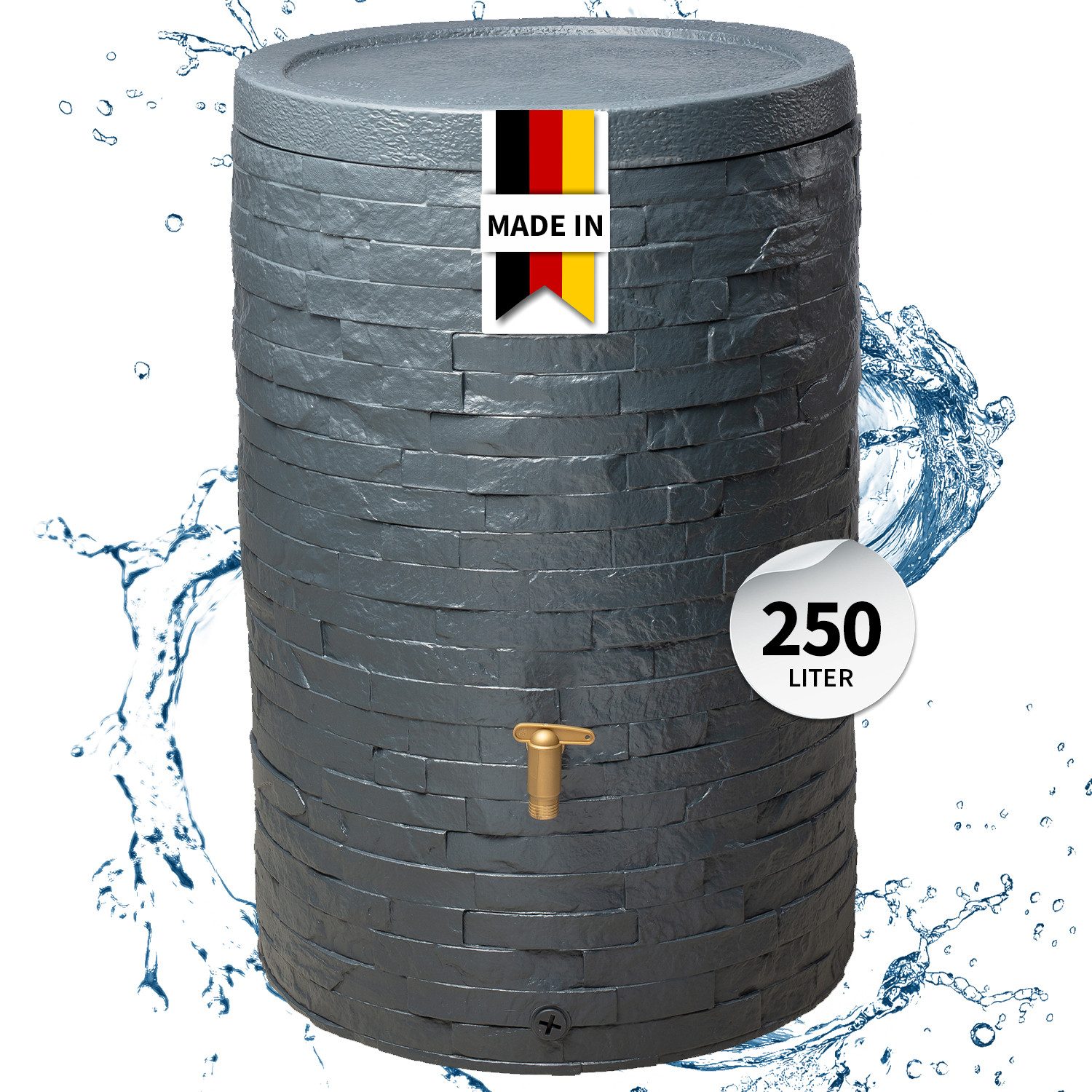 4rain Regentonne ARONDO Regenspeicher 250 Liter graphite grey