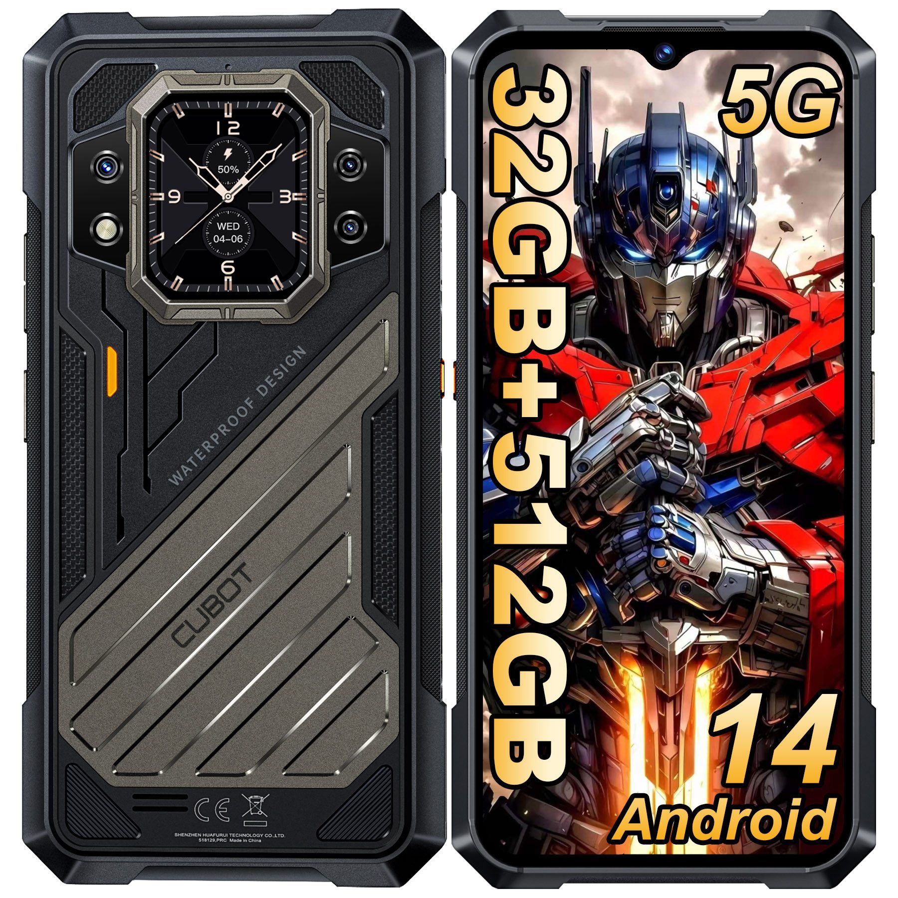 Cubot Kingkong X 32GB RAM + 512GB ROM 5G Outdoor Smartphone (16,72 cm/6.58 Zoll, 512 GB Speicherplatz, 100 MP Kamera, 6.58" FHD+ Display, 10200mAh, IP68/IP69K, 5G-Dual-SIM, NFC)