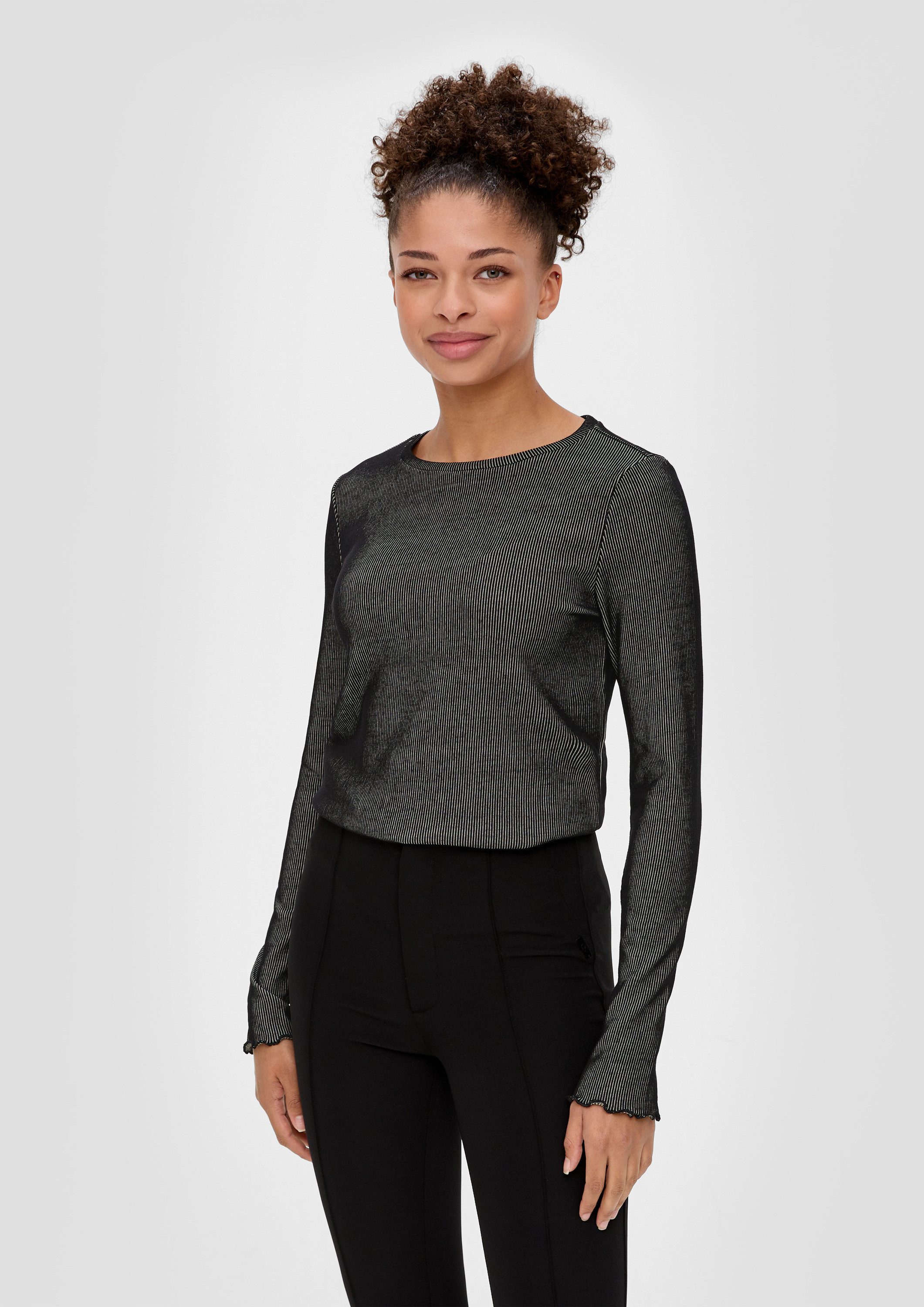 QS Langarmshirt T-Shirt Longsleeve mit Rippstruktur günstig online kaufen