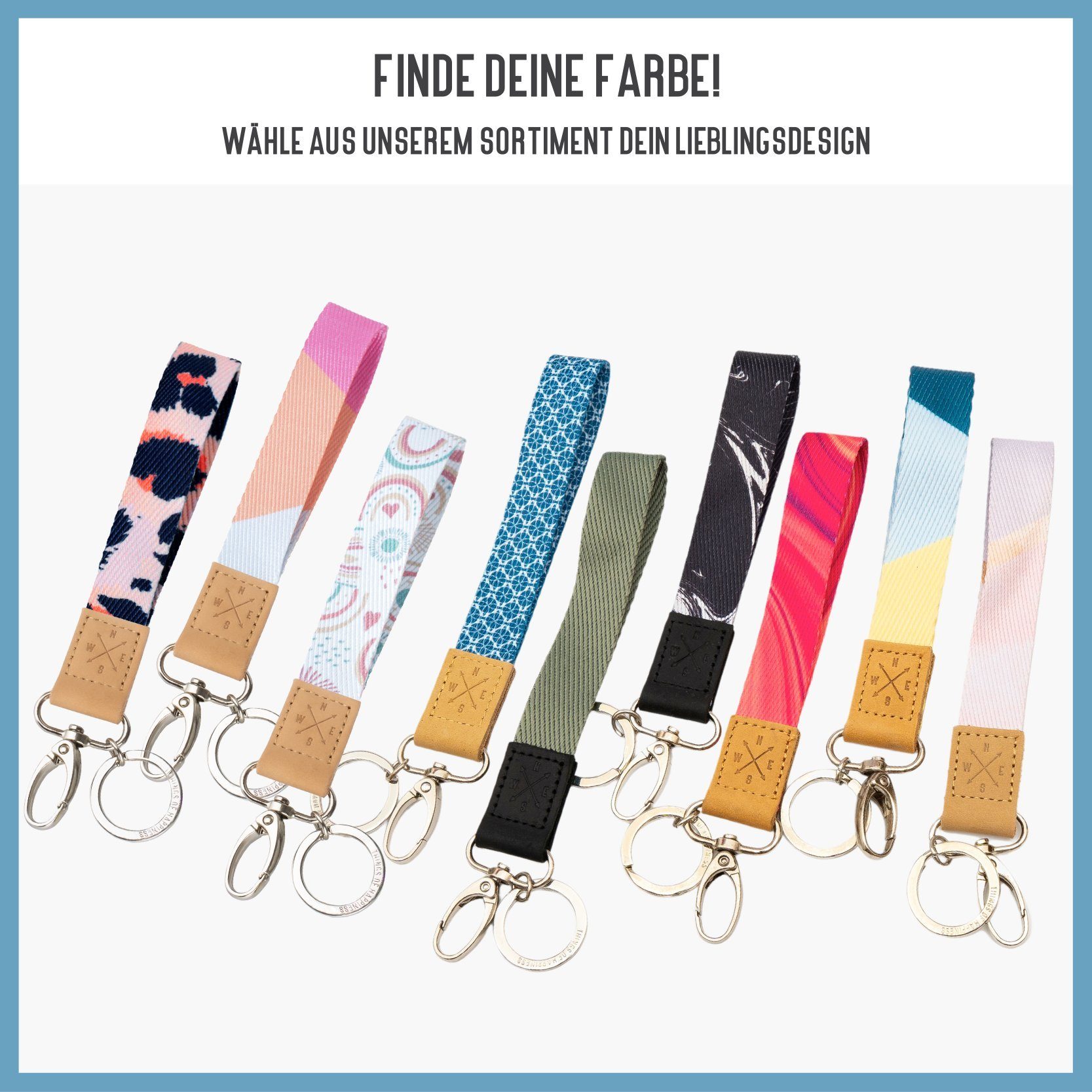 Things of Happiness Schlüsselanhänger Schlüsselband kurz mit Schlüsselring und Karabiner, kurzes Lanyard, Geschenk