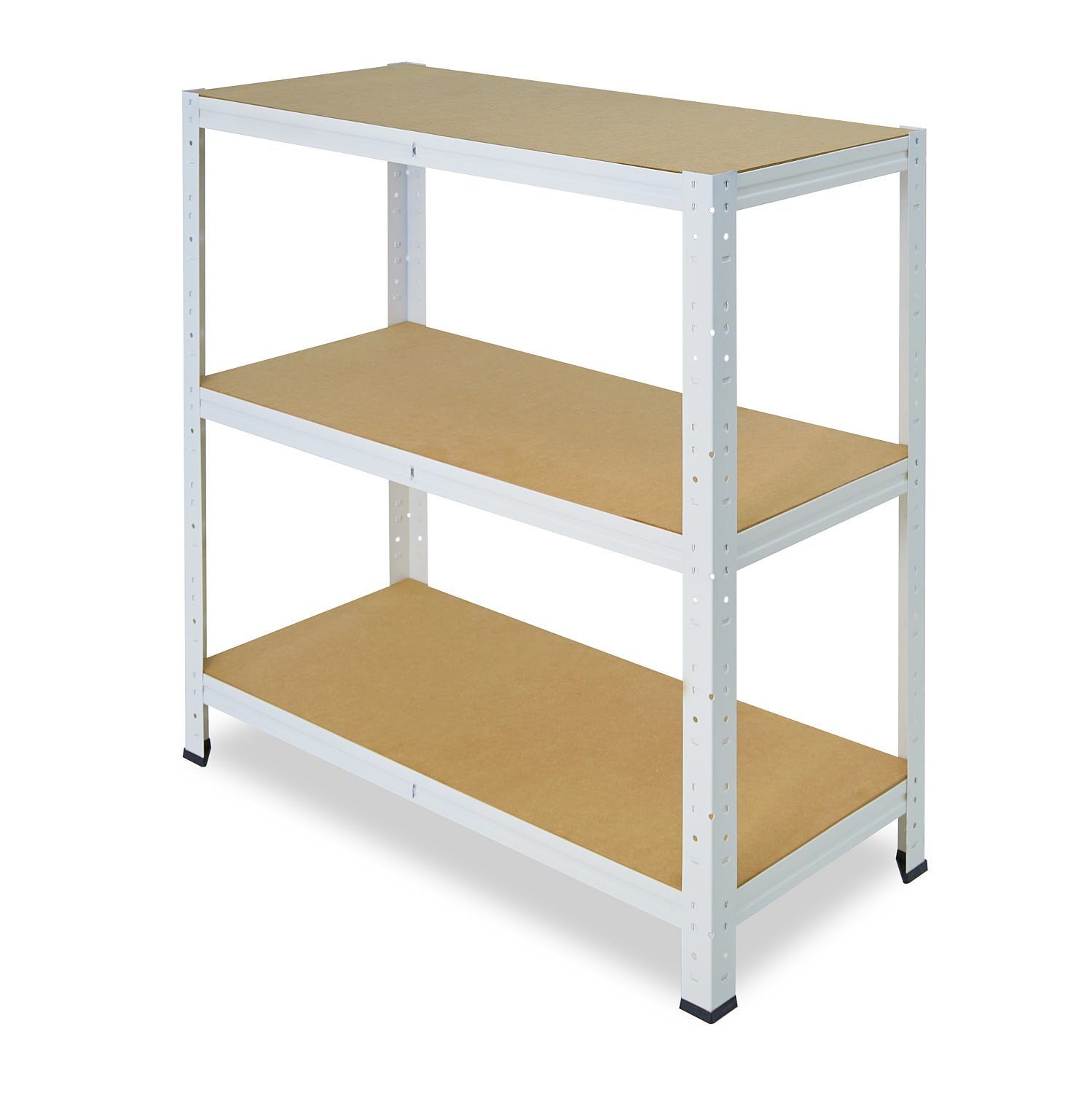 shelfplaza Tragkraft 175kg Werkstattregal 100x50x30cm 3 HOME, mit Metallregal Lagerregal, Garagenregal, Kellerregal, Steckregal Metall mit Böden, als weiß, Schwerlastregal oder