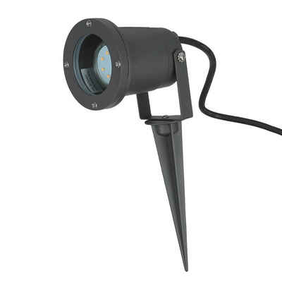 Licht-Erlebnisse Außen-Stehlampe PRESTON, ohne Leuchtmittel, Gartenstrahler Erdspieß Anthrazit GU10 IP44 Aluminium Wegeleuchte