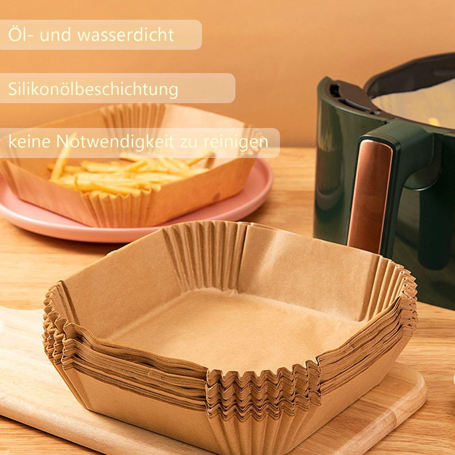 FELIXLEO Backpapier Airfryer Backpapier, 100 Stück 20cm Antihaft Wasserdicht Backpapier