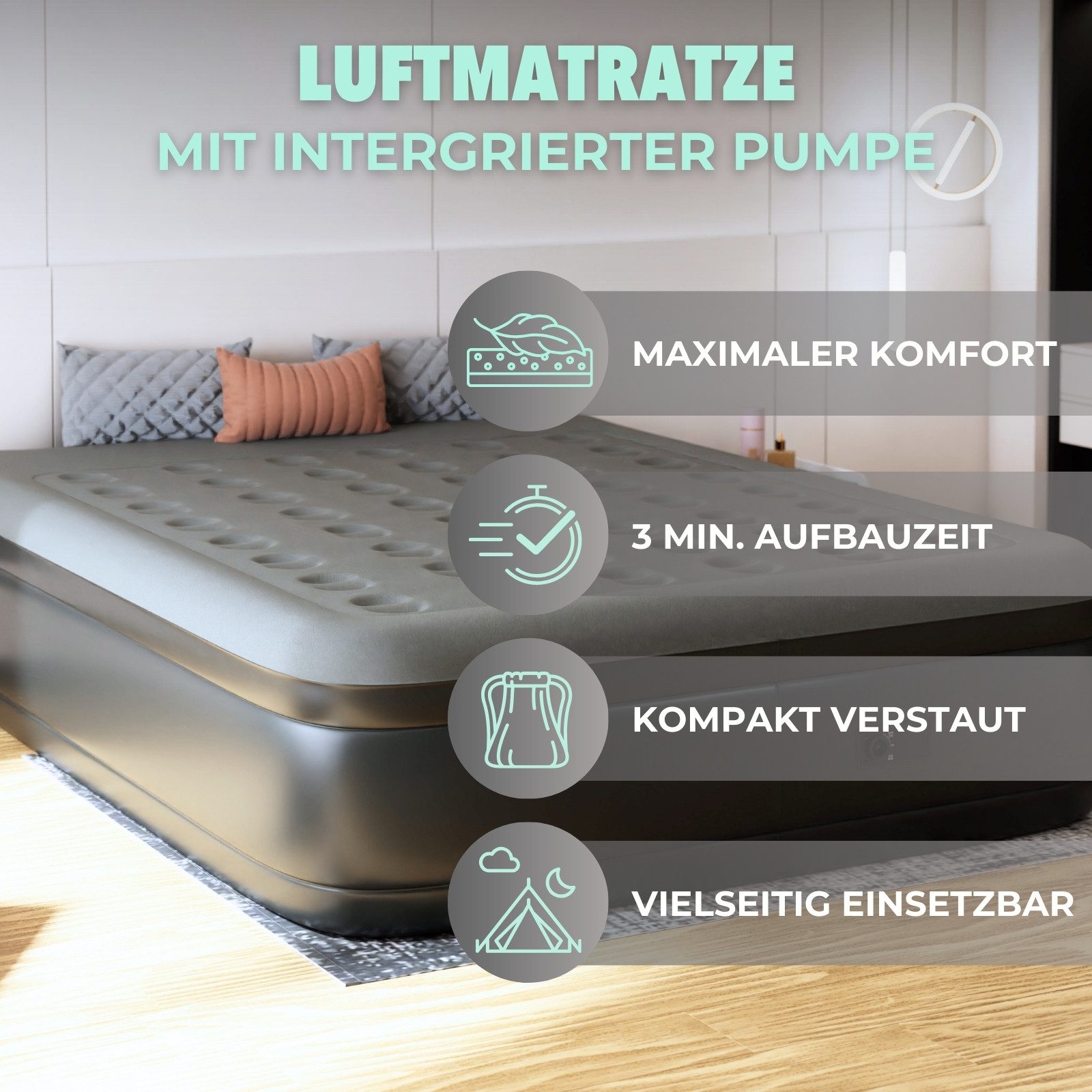 HAGO Luftbett Premium Luftbett Luftmatratze selbstaufblasend Pumpe Gästebet günstig online kaufen