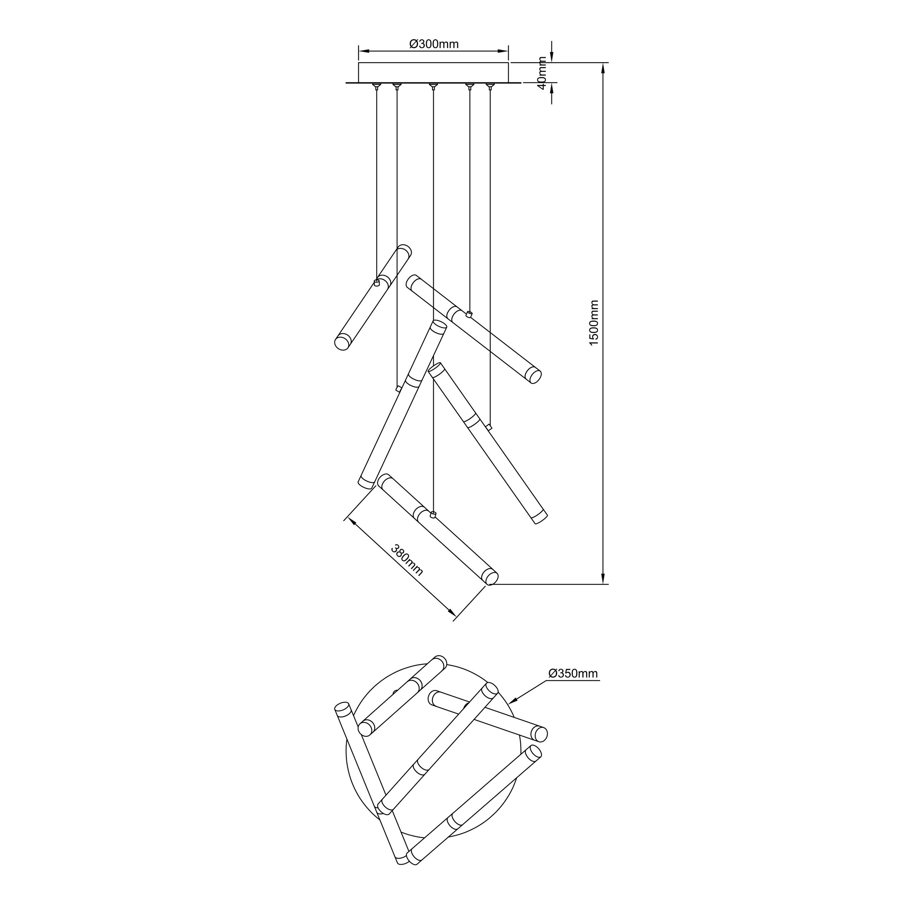 LED Metall/Kunststoff, Lagano, LED Pendelleuchte Lagano Pendelleuchte Brilliant 1x integ 5flg schwarz,