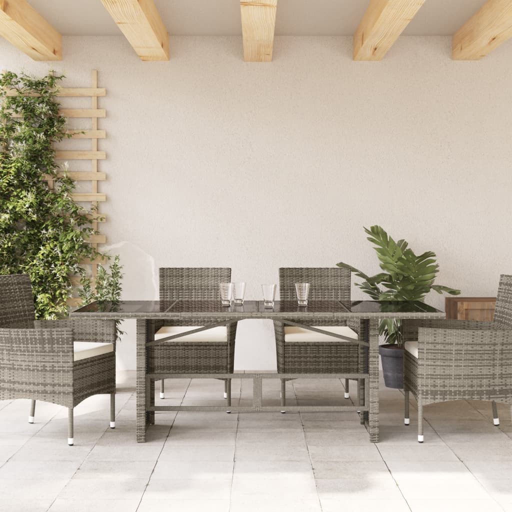 vidaXL Gartentisch Gartentisch mit Glasplatte Grau günstig online kaufen