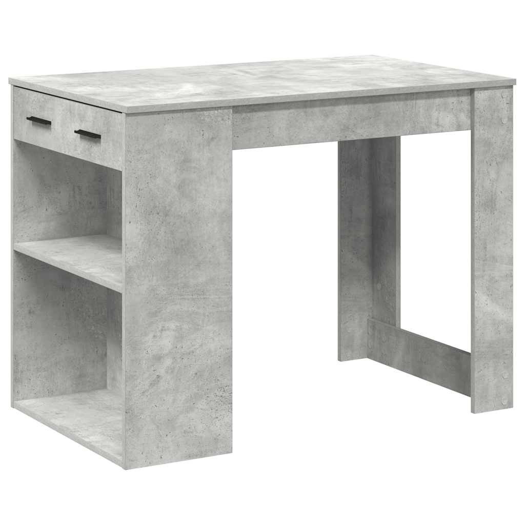 Esstisch Schreibtisch mit Schubladen und Ablage Betongrau 102x62x77,5 cm