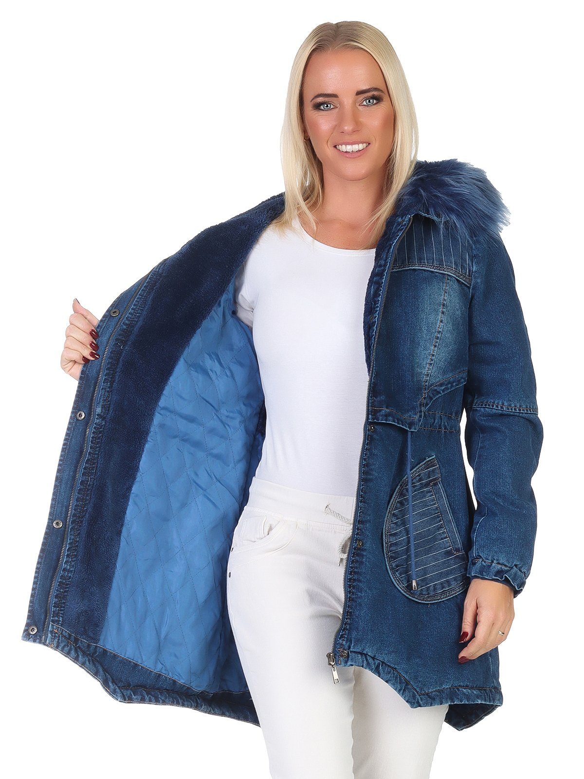 Aurela Damenmode Winterjacke Damen Jeansjacke lässiger günstig online kaufen