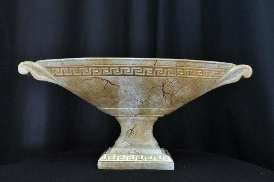 Dekovase Beige Gold Vasen Figur Antik Still Oval Form Dekorative Sofort