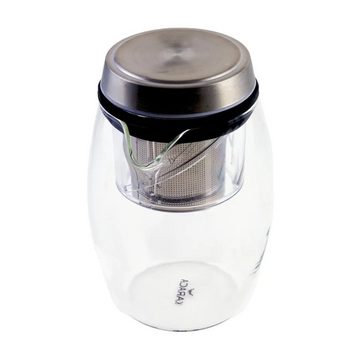 Özberk Teekanne Naturteekanne Borosilikatglas, (Packung, 1 teilig), Borosilikatteekanne aus Glas 600ml, Edelstahl
