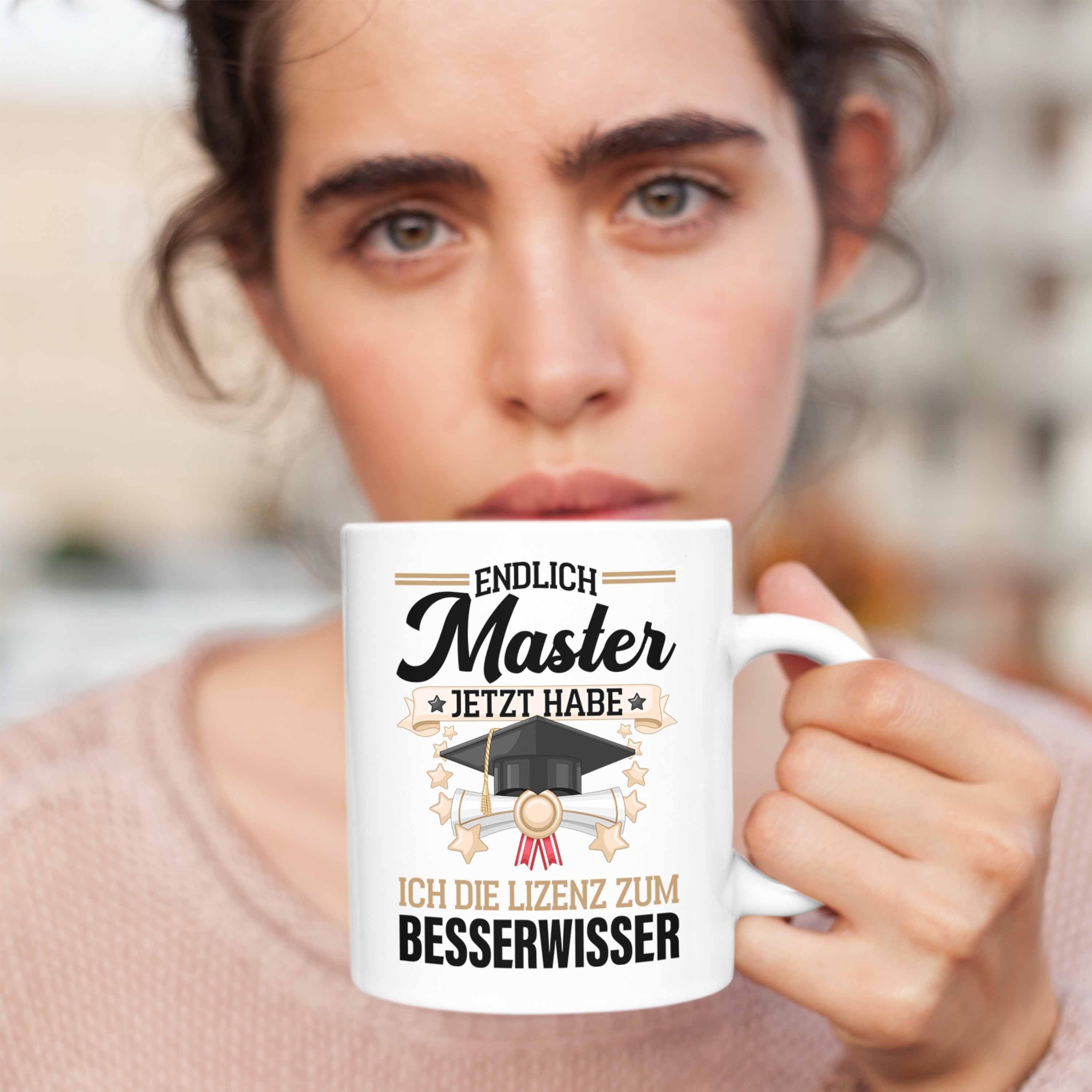 Tasse Master Prüfung Tasse Besserwissser Trendation Bestanden Studium Lizenz Trendation zum Geschenk Graduation - Abschluss Weiss -