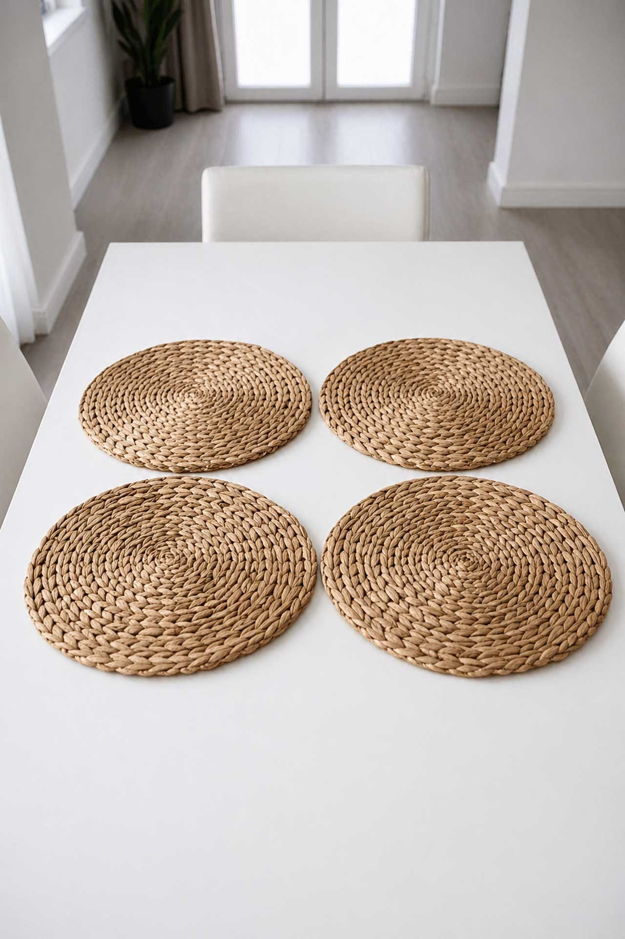 VIVANNO Platzset Wasserhyazinthe ILANA Rund - Natur Geflochten, (Set, 4-St), 30x1 cm