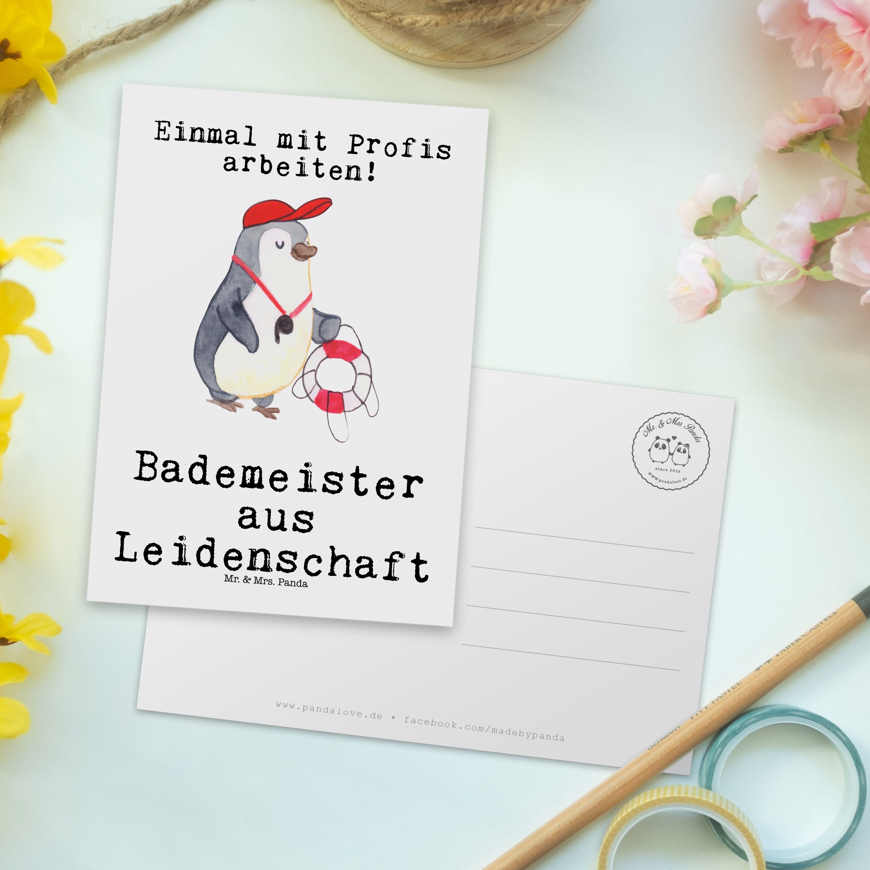 Leidenschaft Mrs. Panda Geschenk, aus Schwim Postkarte Mr. & Bademeister Schwimmschule, - - Weiß