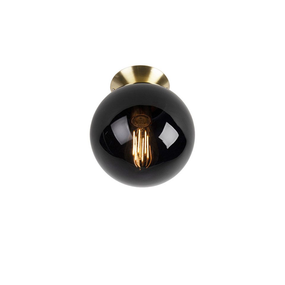 Qazqa Deckenleuchte Pallon, ohne Leuchtmittel, E27, Schwarz, Art Deco, Glas günstig online kaufen