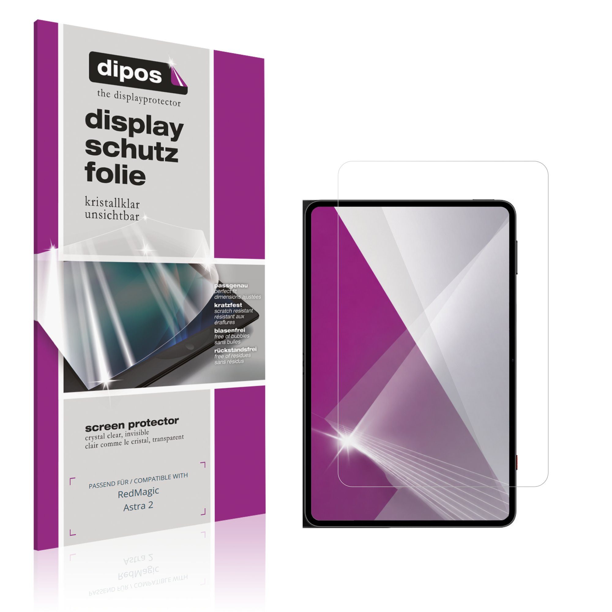 dipos Displayschutzfolie Schutzfolie für RedMagic Astra 2, 2 Stück, Displayschutz Schutz Folie Made in Germany