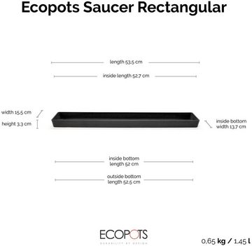 ECOPOTS Topfuntersetzer Rechteckig 55 Dunkelgrau, Zubehör für Ecopots Pflanzgefäße, für innen und außen: frostsicher, bruchsicher und lichtbeständig