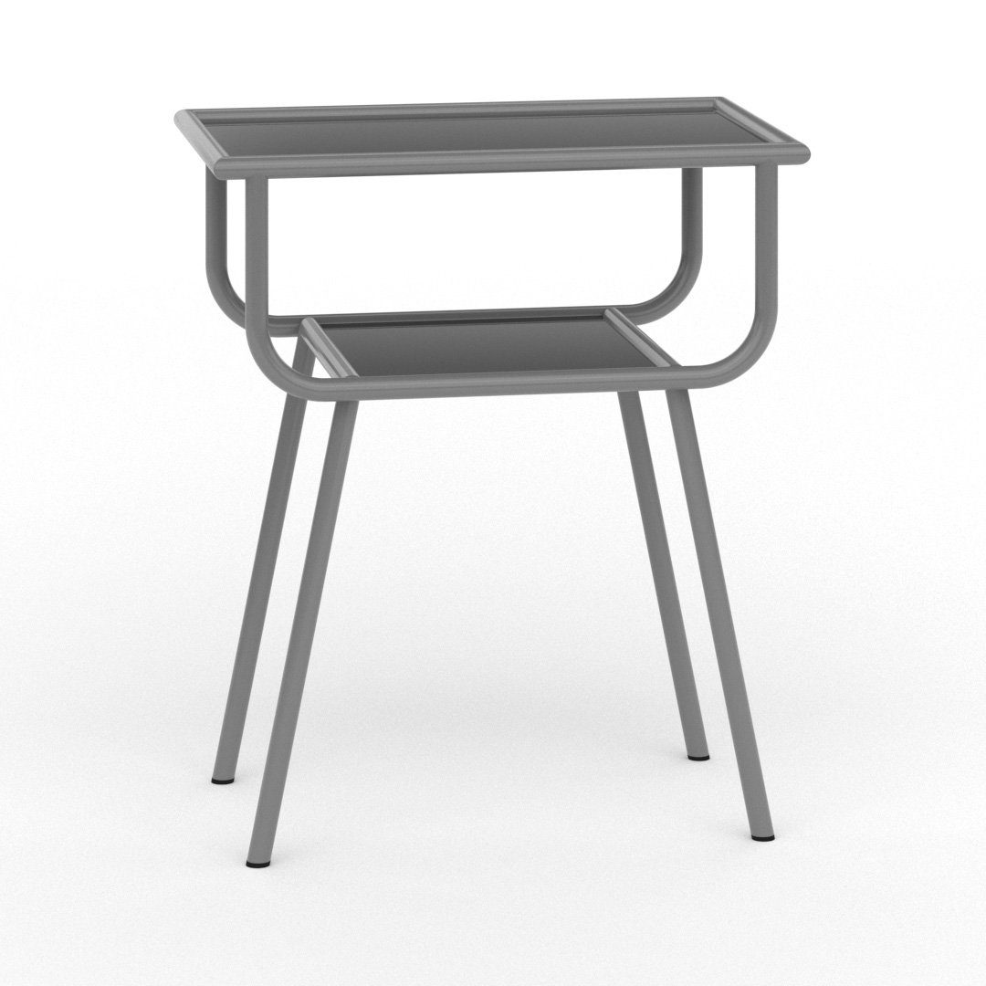 Siblo Nachttisch Ein moderner Nachttisch Teco mit Regal - bunter Nachttisch - Tischplatte aus Plexiglas - Jugendzimmer - modernes Schlafzimmer Grau