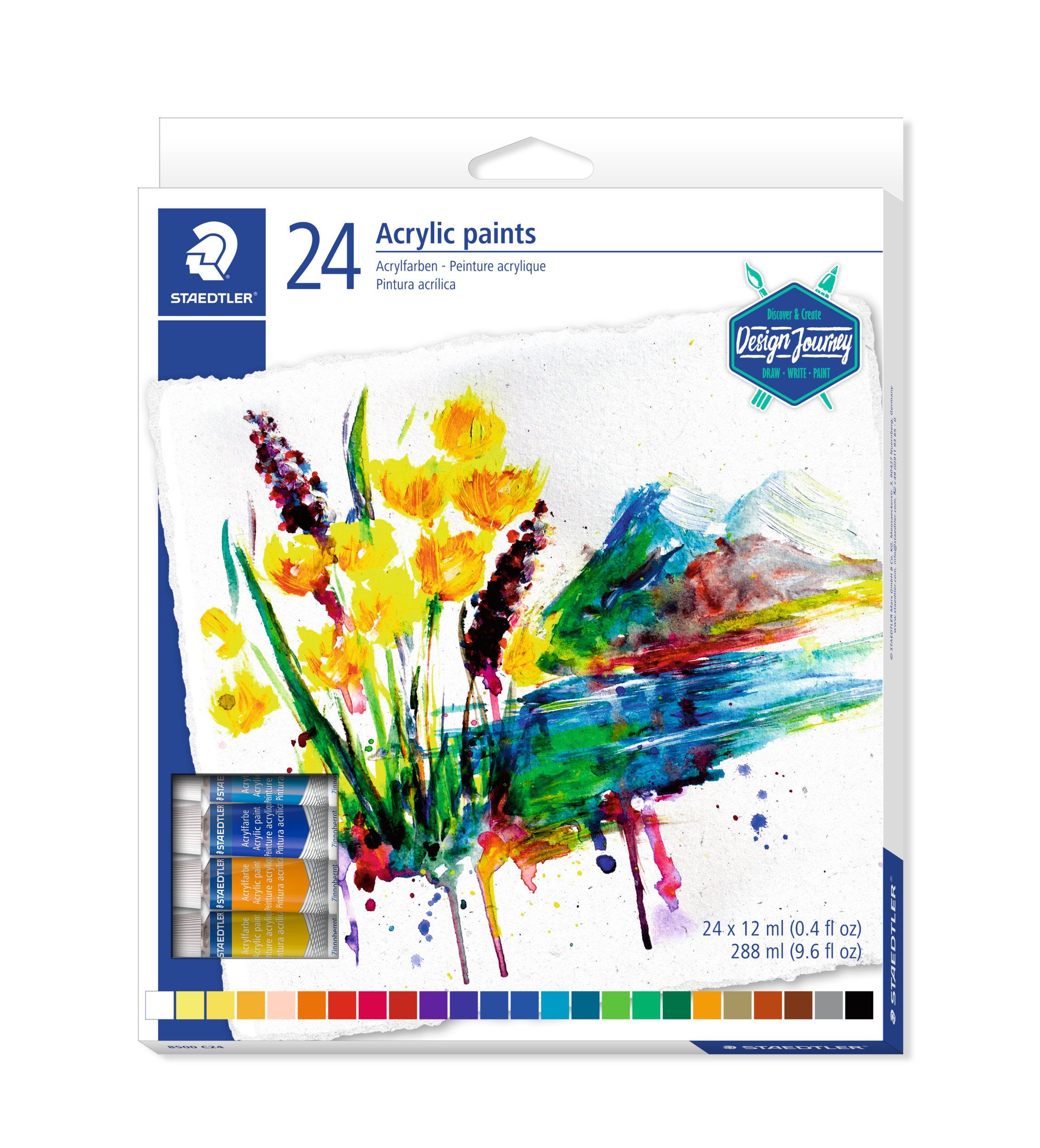 STAEDTLER Bastelfarbe Acrylfarben, 24 Stück á 12 ml
