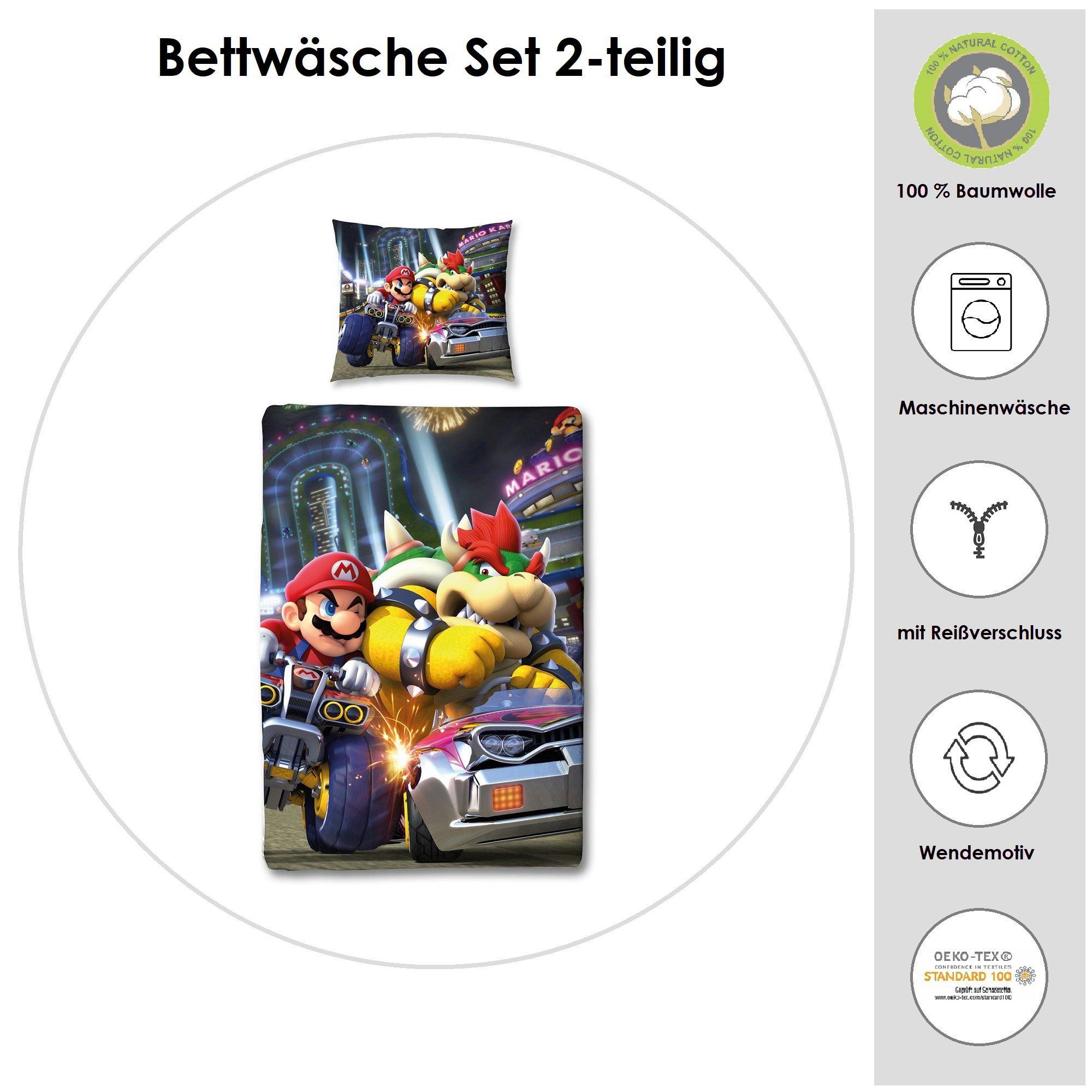 Familando Kinderbettwäsche Nintendo Super Mario Kart günstig online kaufen