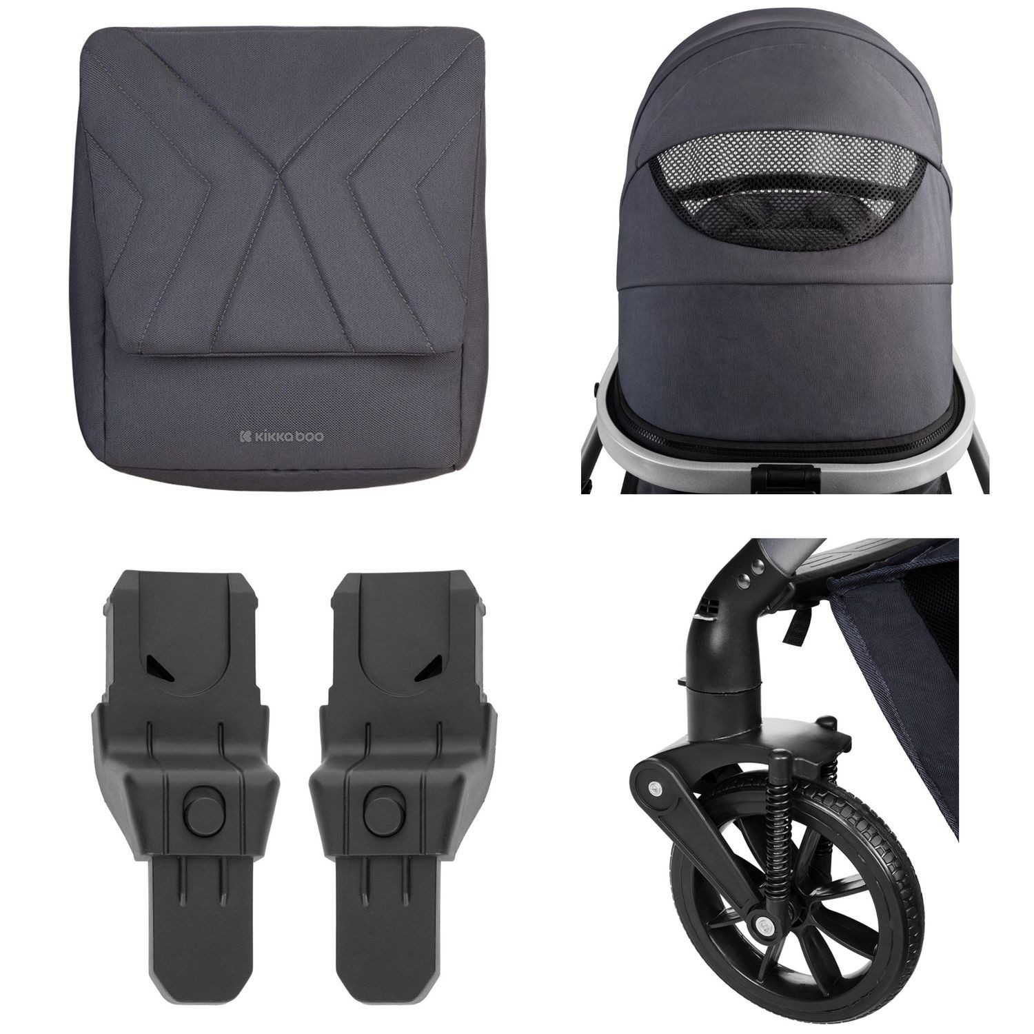 Kikkaboo Kombi-Kinderwagen Kinderwagen Darling 3 in 1, Sportsitz Tragetasche Autositz Wickeltasche