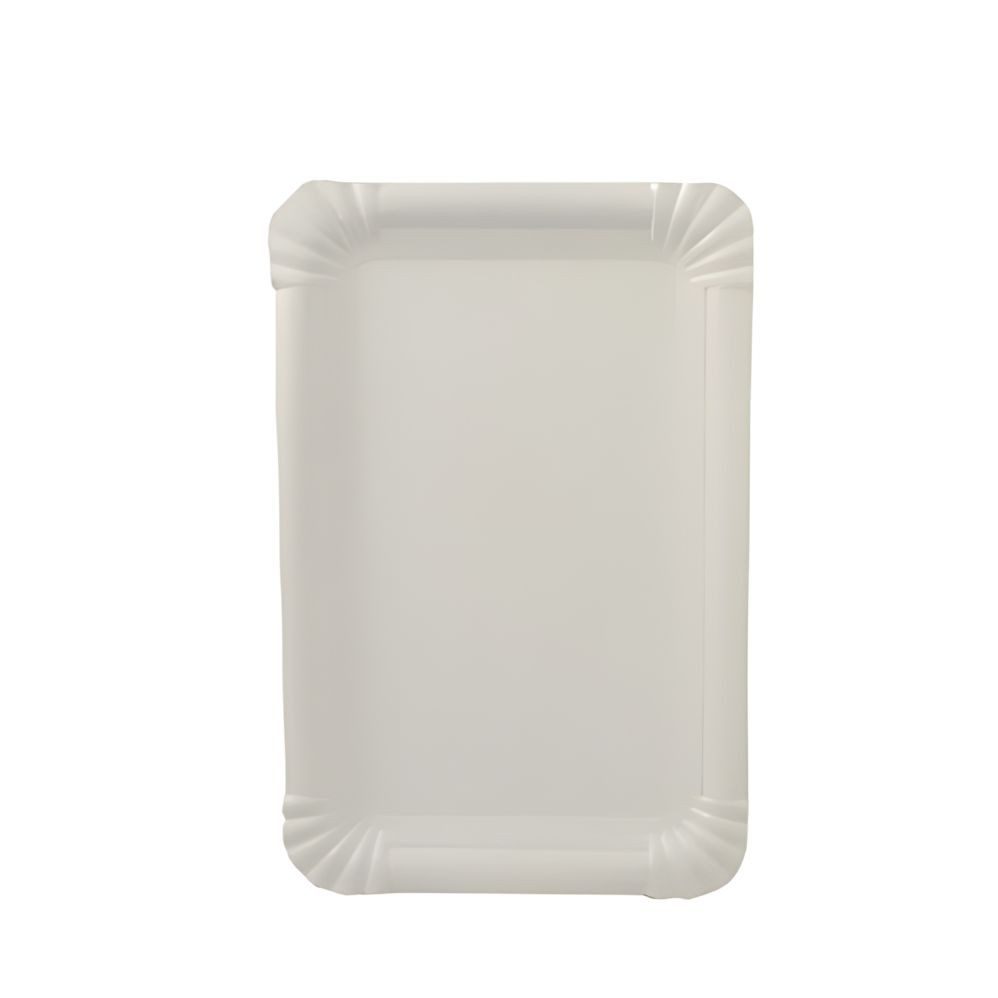 tradingbay24 Pappteller Teller, Pappe [ff] eckig 13 cm x 20 cm weiss 250 Stk