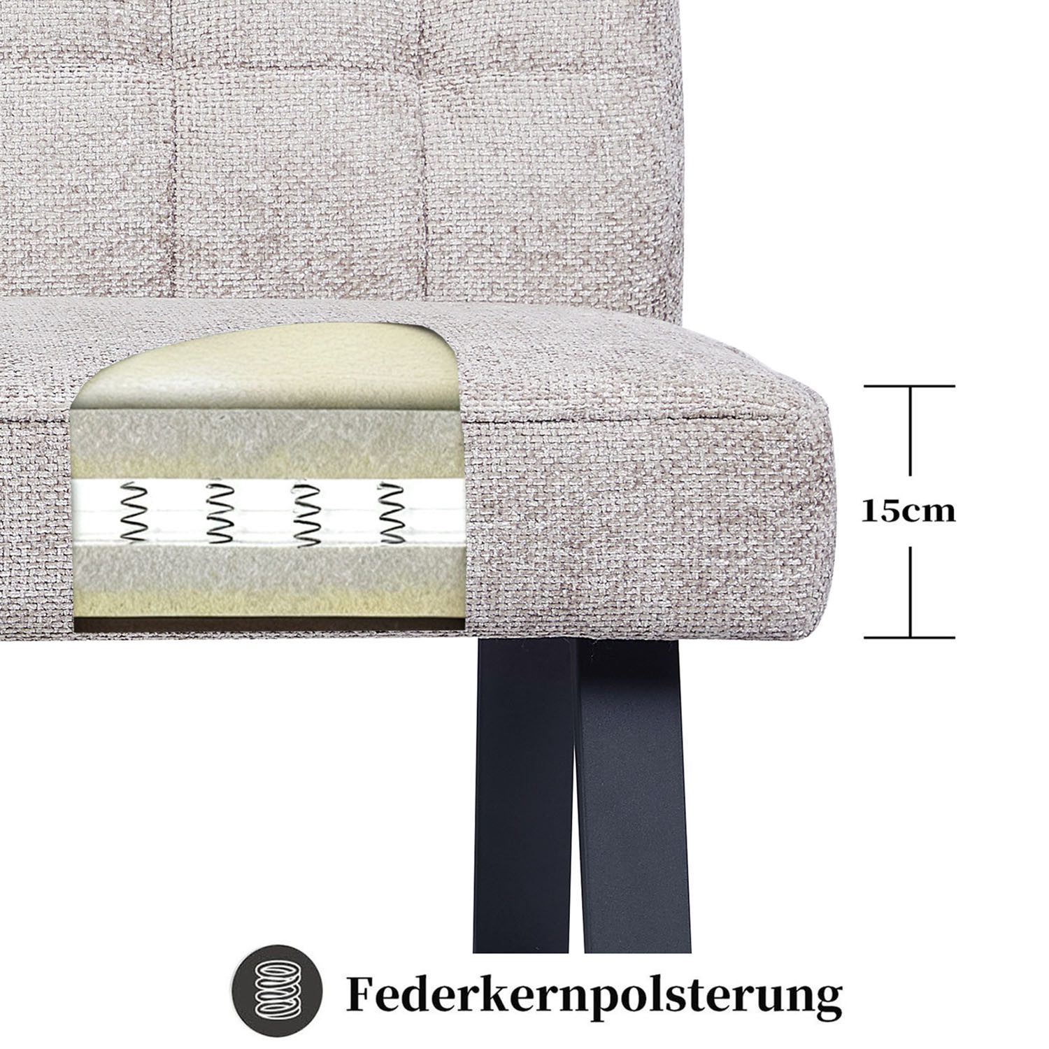 DUBI Möbel Essbank Clara, mit Federkernbox gepolstert, mit Rückenlehne, Metallgestell