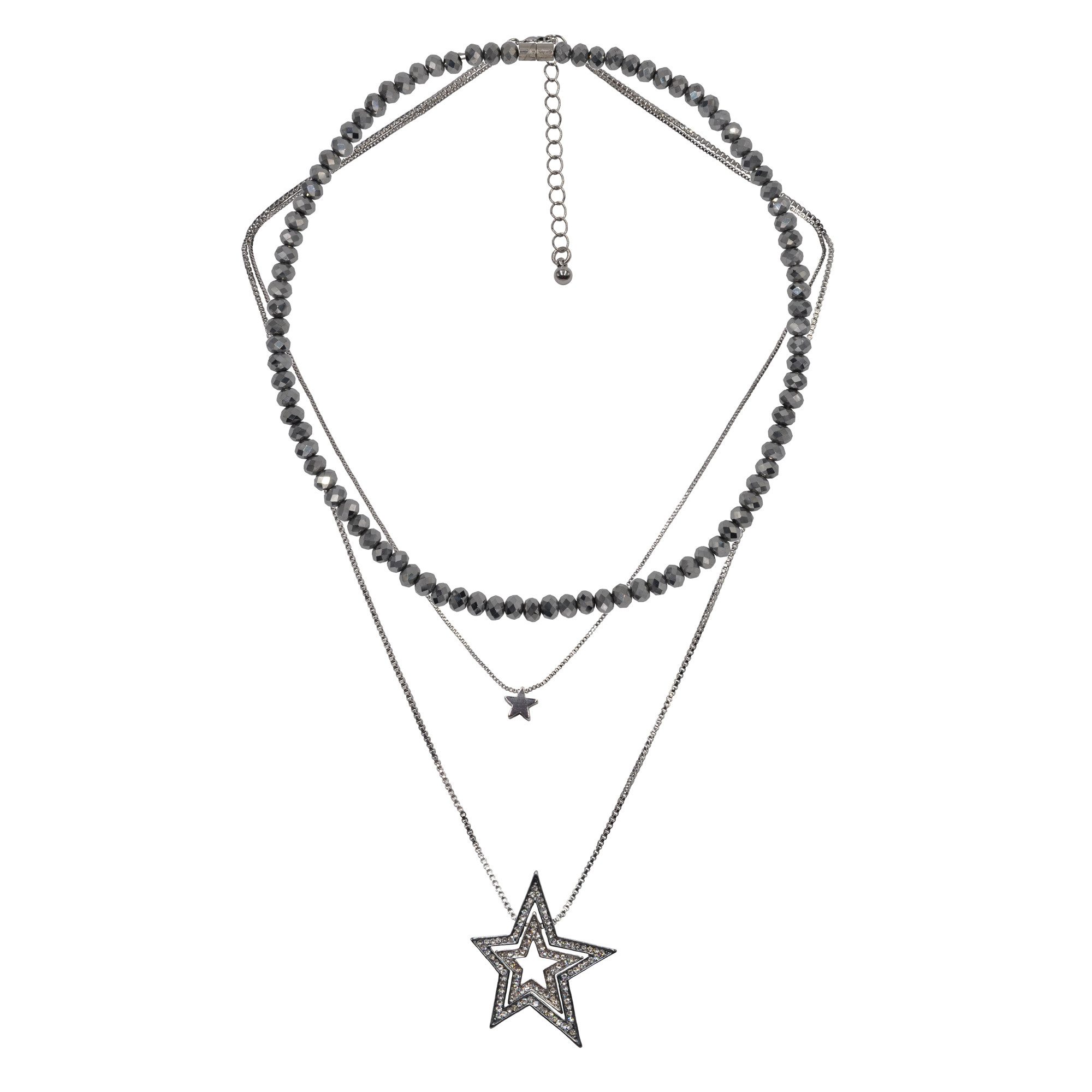 Kette mit Anhänger Set Collier mit Glasperlen zweireihige Venezianer mit Stern